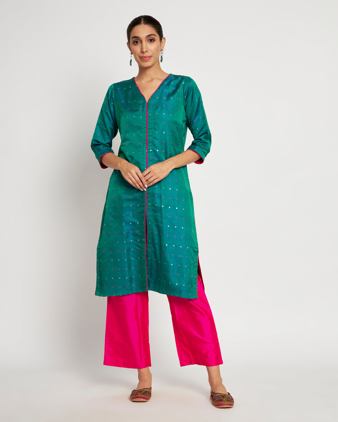 Lush Green Festive Jacquard Co-ord Set