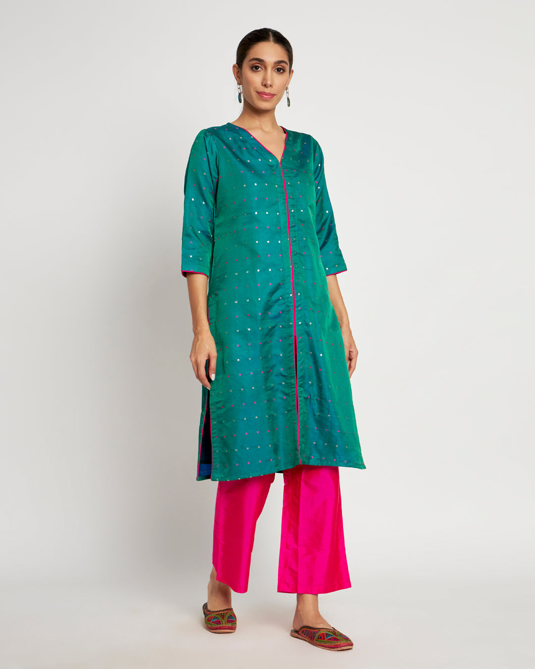 Lush Green Festive Jacquard Co-ord Set