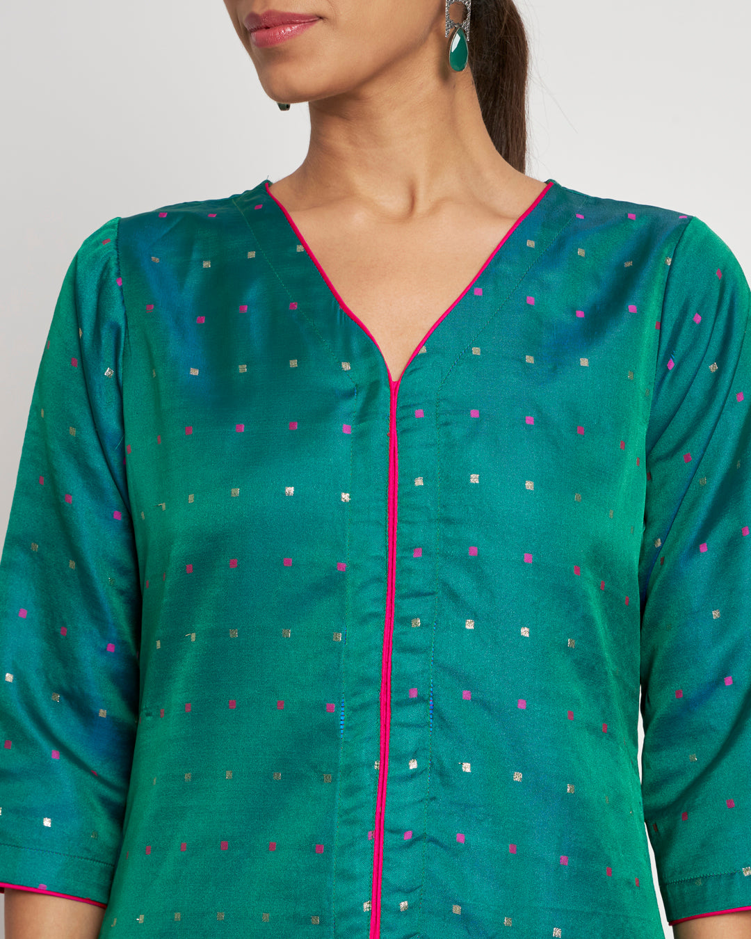 Lush Green Festive Jacquard Co-ord Set