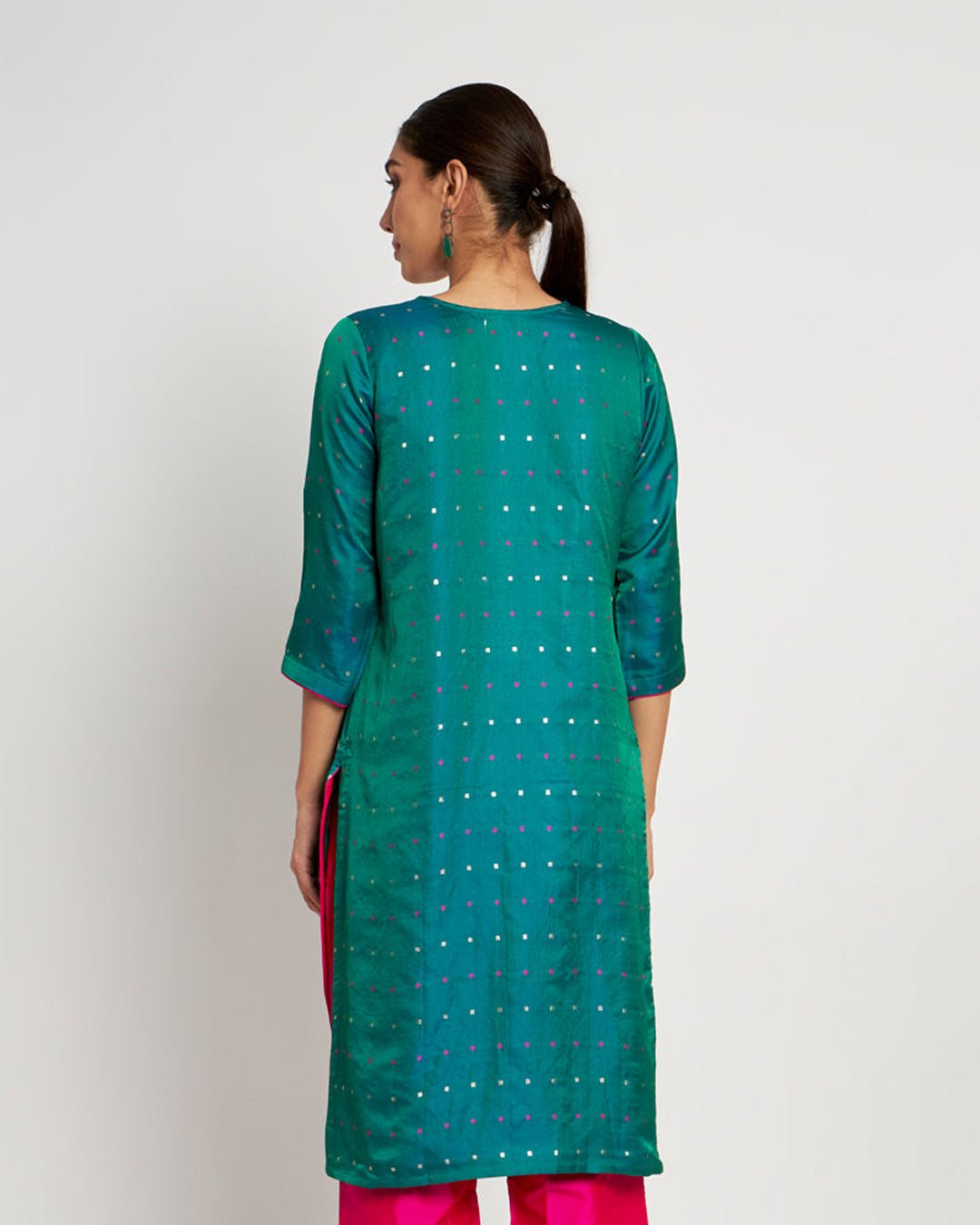Lush Green Festive Jacquard Kurta (Without Bottoms)