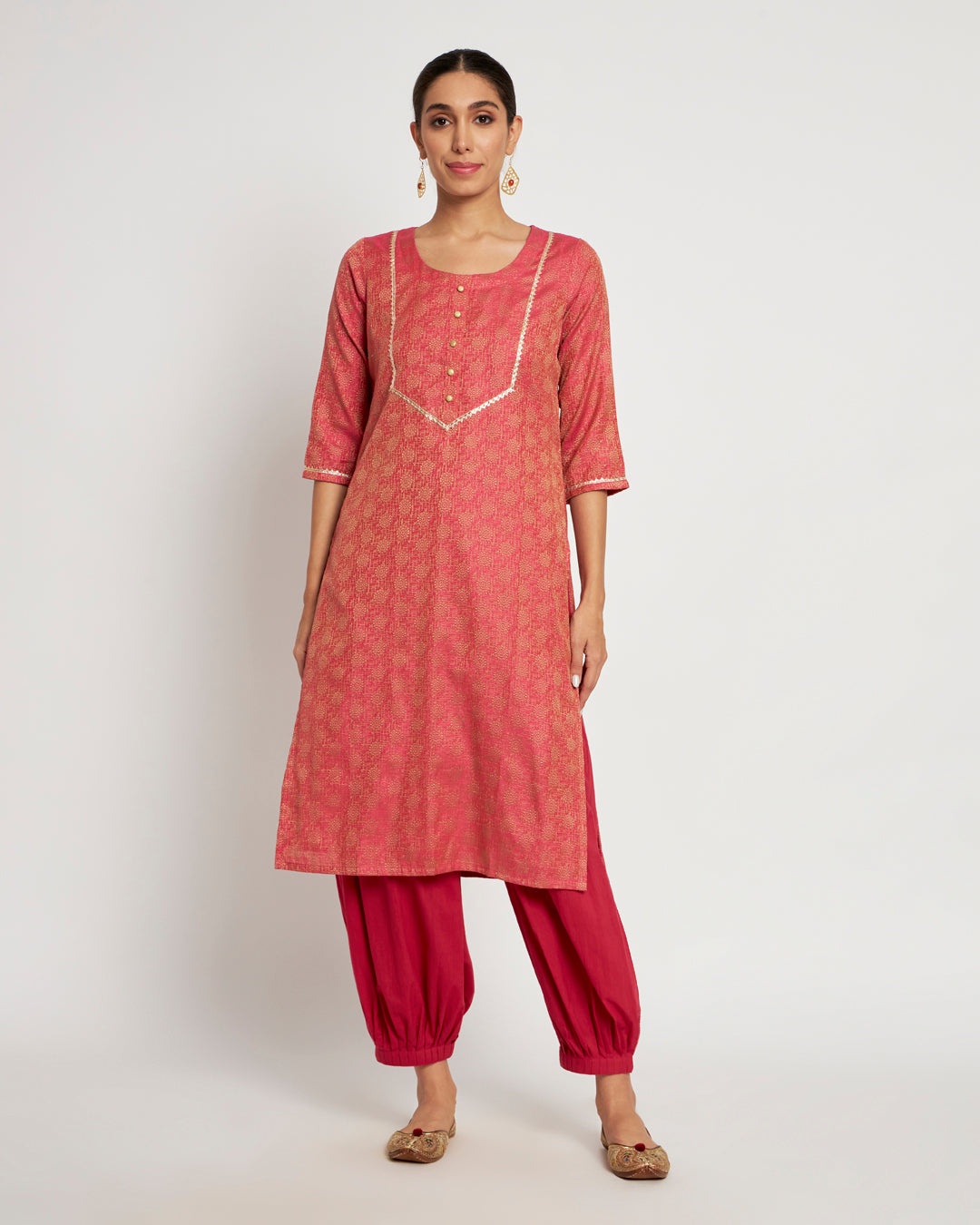 Set of 3- Pink Dollop Festal Jacquard Set
