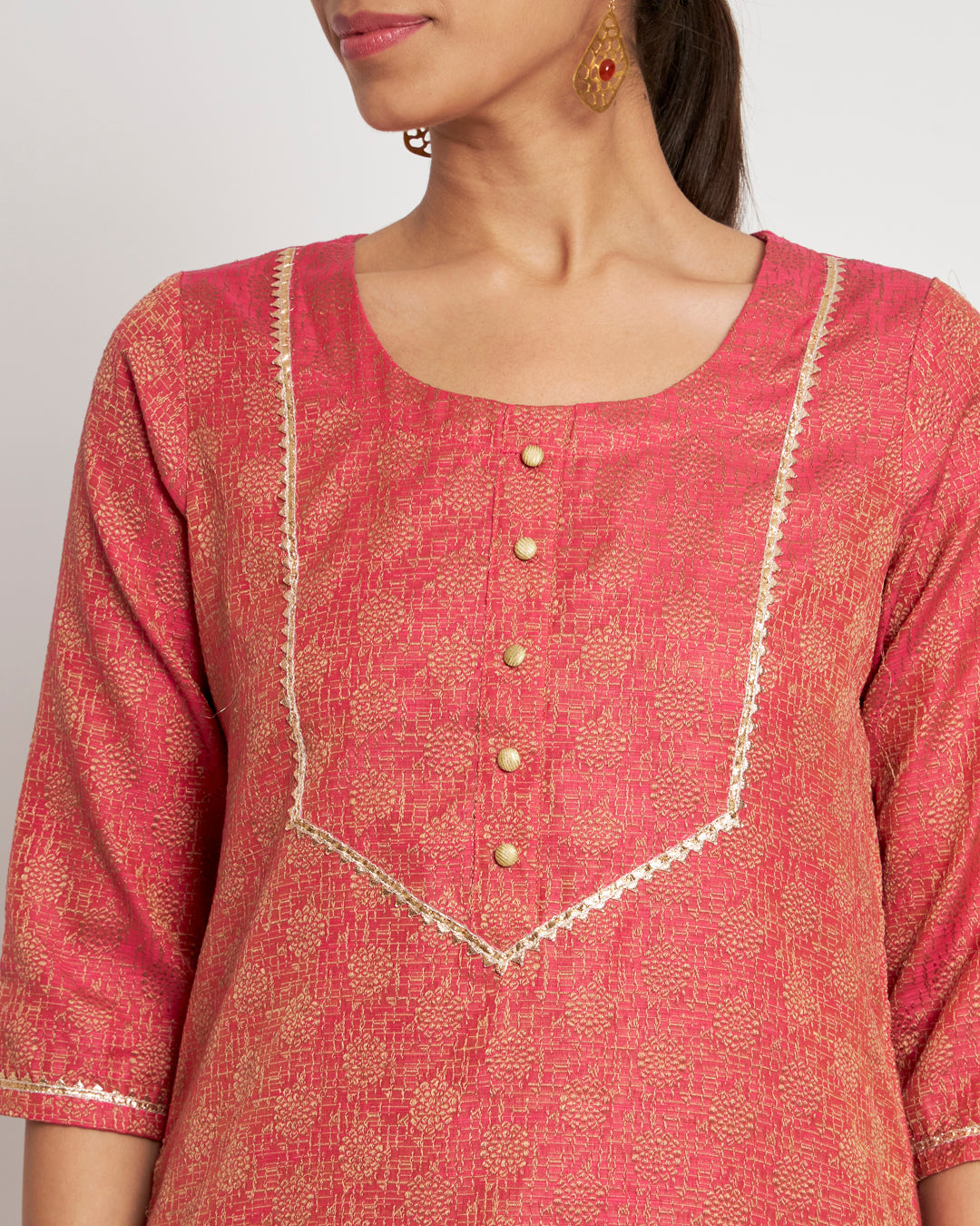 Set of 3- Pink Dollop Festal Jacquard Set