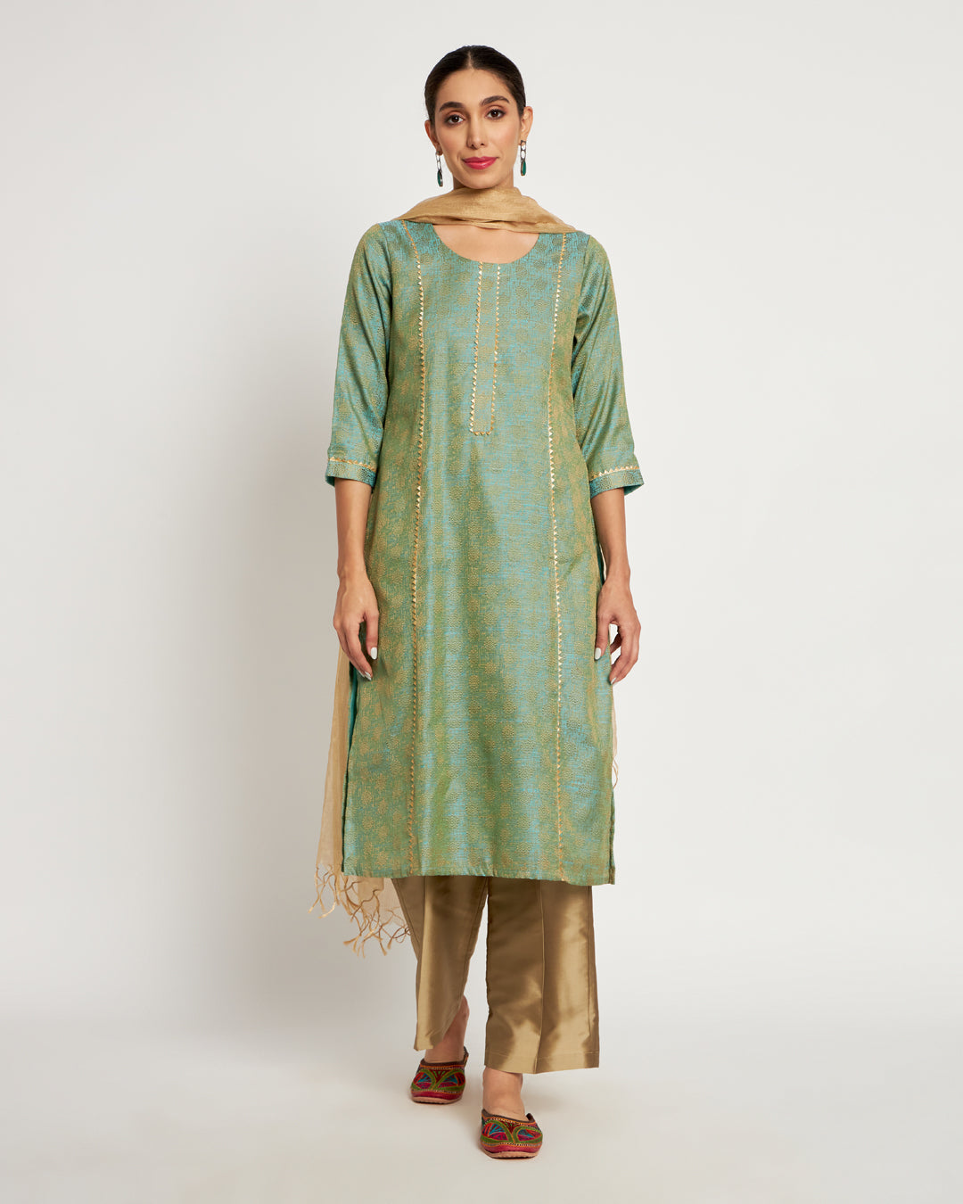Set of 3- Sea Green Festal Jacquard Set