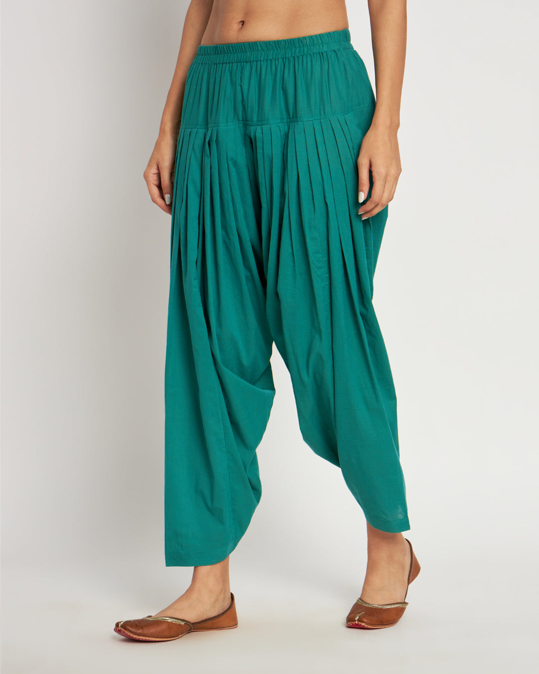Forest Green Band Collar Neck Solid Co-ord Set