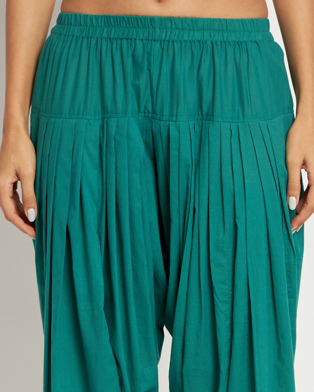 Forest Green Band Collar Neck Solid Co-ord Set