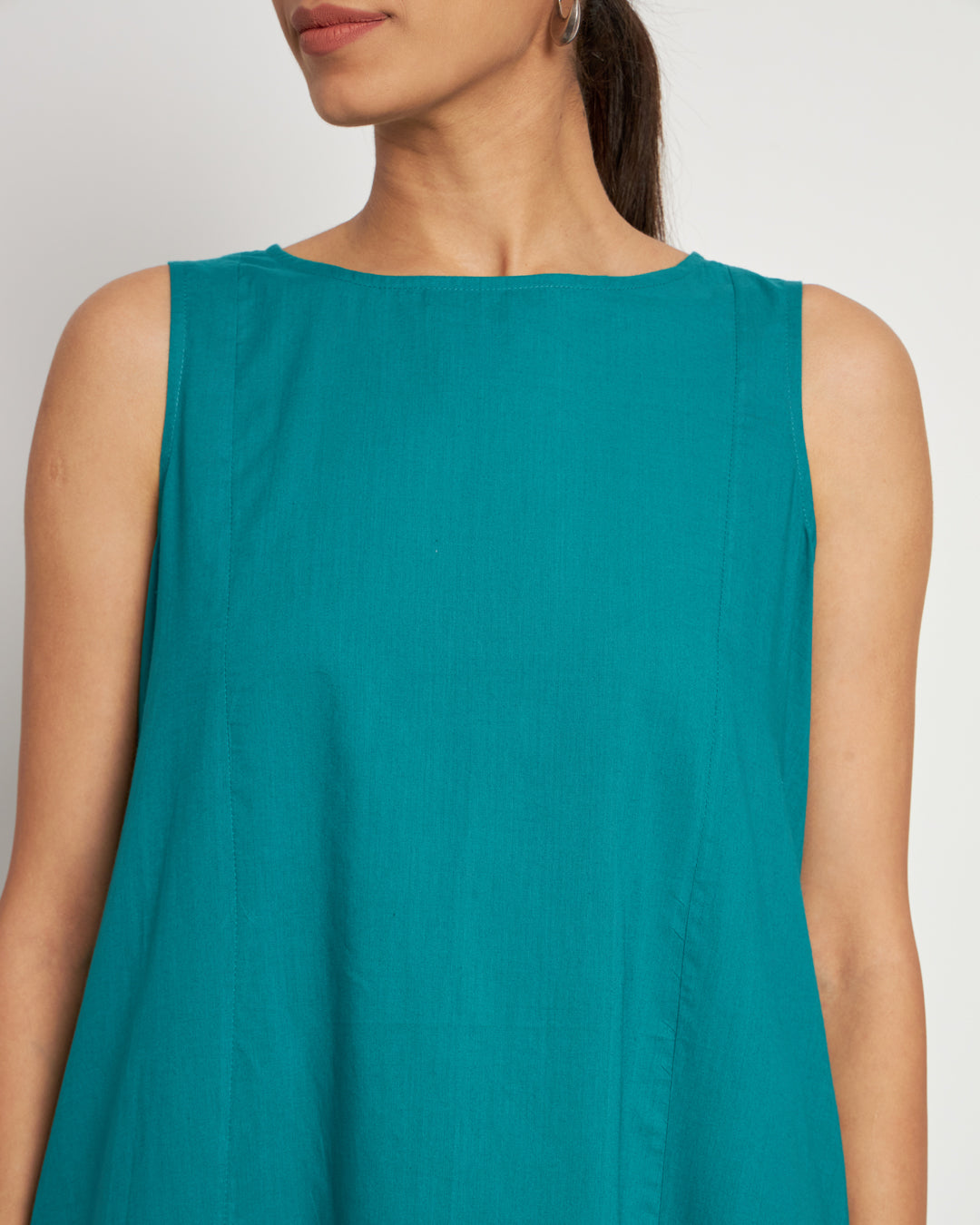 Green Gleam Sleeveless A-Line Solid Co-ord Set