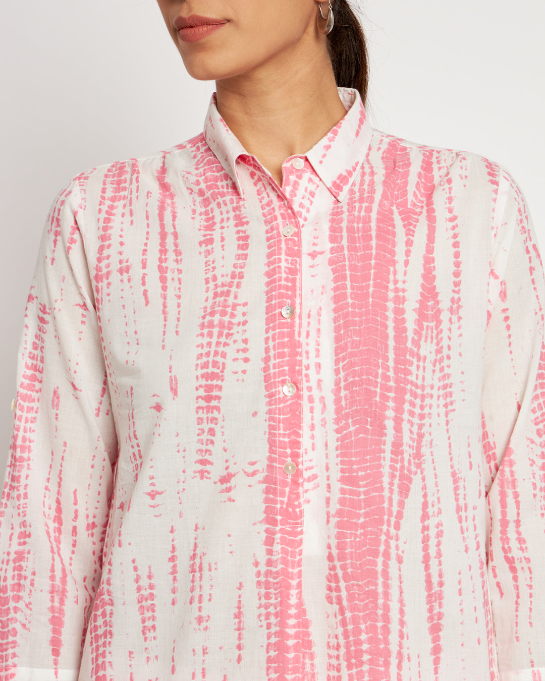 Printed Blush Pink Shibori Bliss Collared Co-ord Set