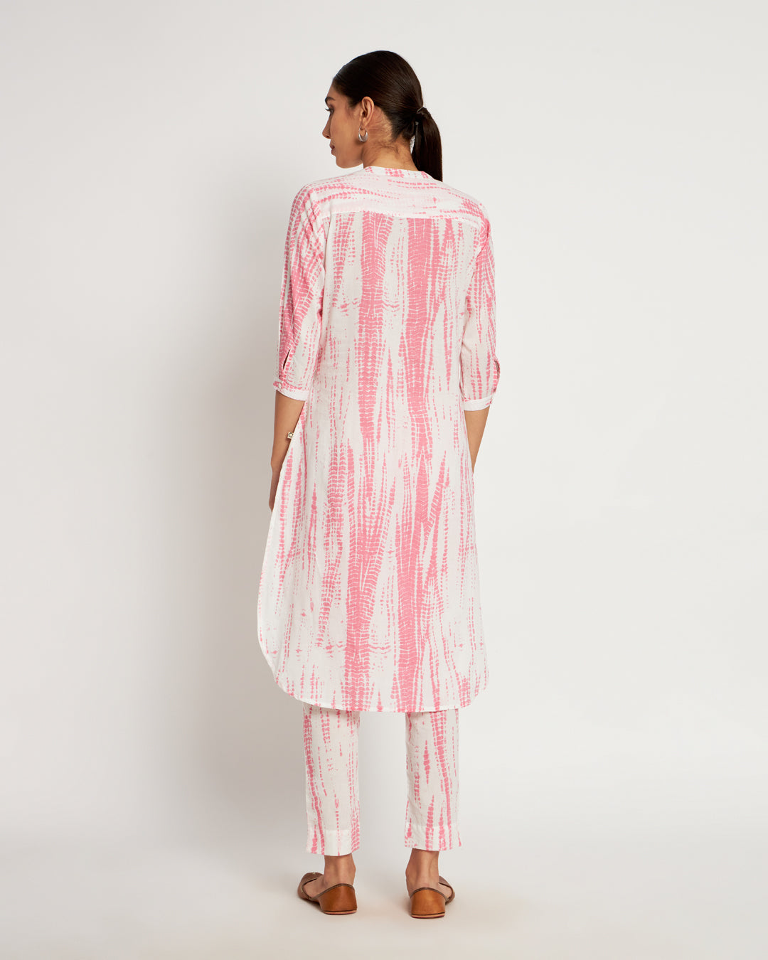 Printed Blush Pink Shibori Bliss Lace Kurta (Without Bottoms)