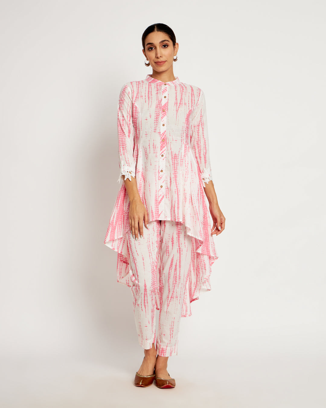 Printed Blush Pink Shibori Bliss Asymmetrical Co-ord Set