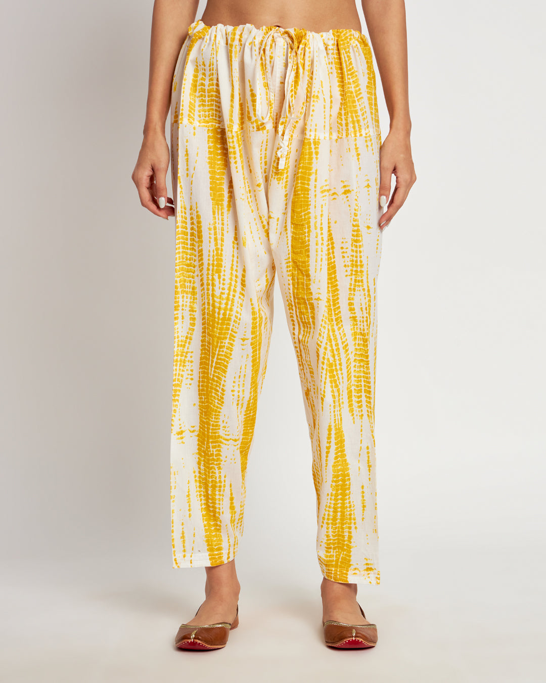 Printed Yellow Shibori Bliss Gathered Co-ord Set
