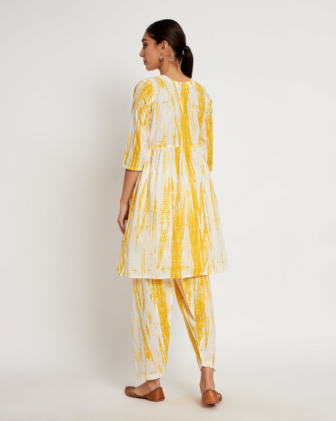 Printed Yellow Shibori Bliss Gathered Co-ord Set