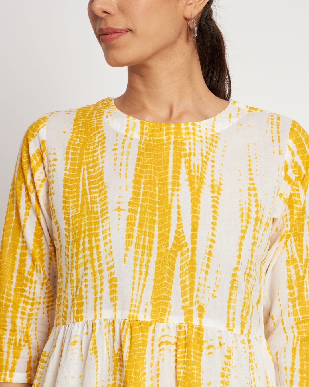 Printed Yellow Shibori Bliss Gathered Co-ord Set