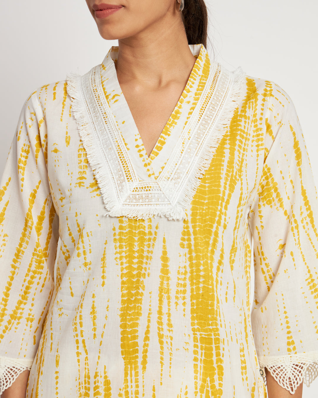Printed Yellow Shibori Bliss V Neck Co-ord Set