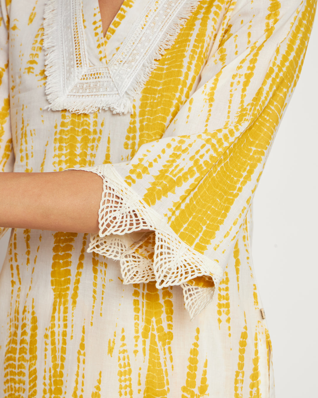 Printed Yellow Shibori Bliss V Neck Co-ord Set