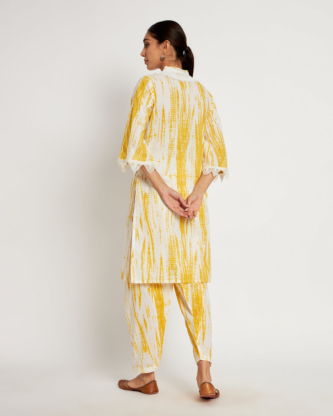Printed Yellow Shibori Bliss V Neck Co-ord Set