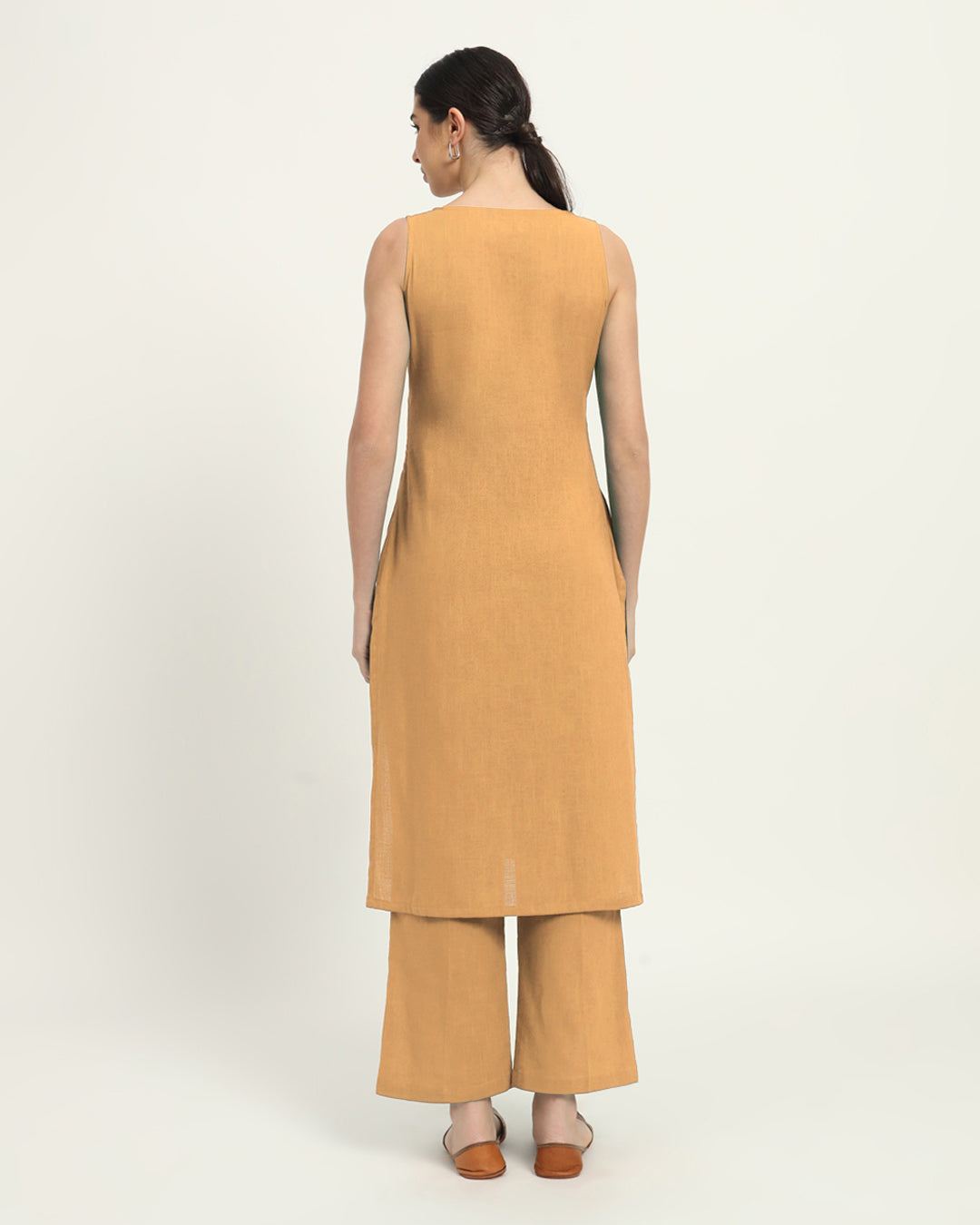 Combo: Beige & Russet Red Modern Muse Sweetheart Solid Kurta