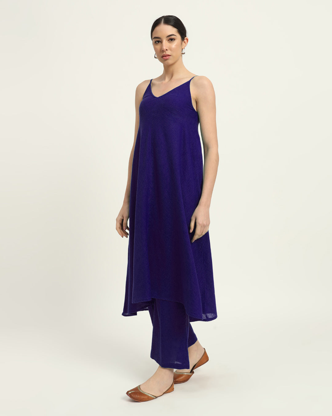 Combo: Beige & Aurora Purple Leisurely Affair Spaghetti Solid Kurta