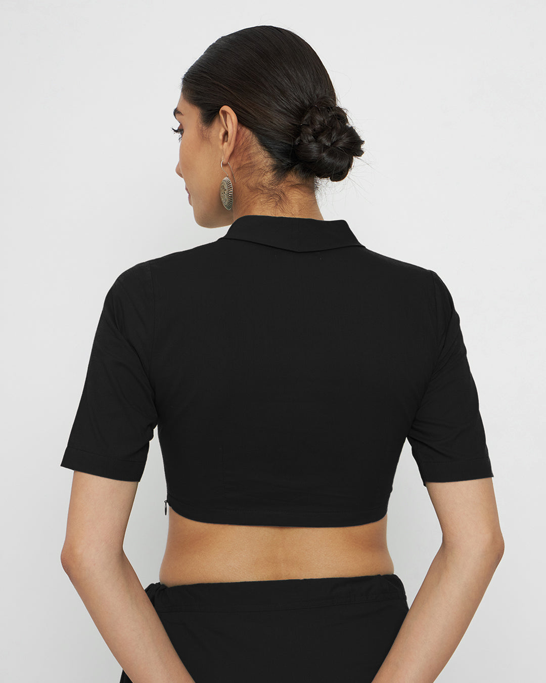 Combo: Classic Black & Midnight Blue Wrap Fusion Blouse- Set of 2