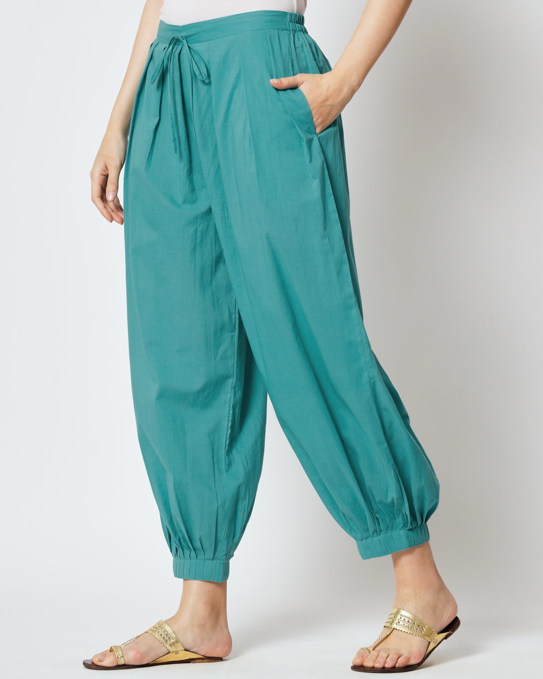 Combo: Green Gleam & Pink Mist Pleated Salwar- Set of 2