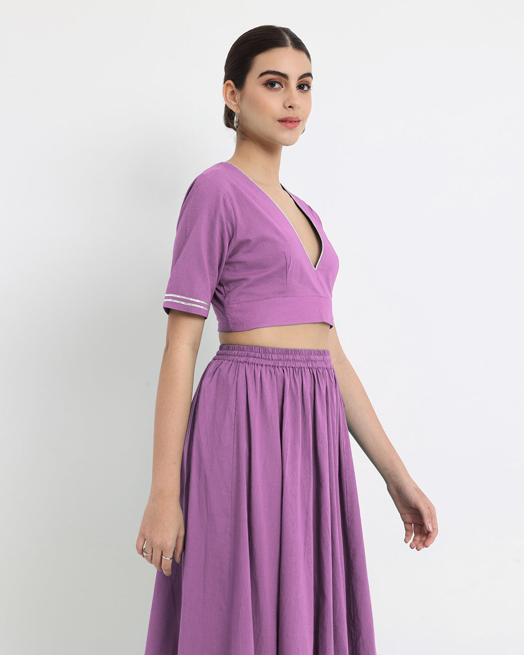 Wisteria Purple Circle Cut Deep V Co-ord Set