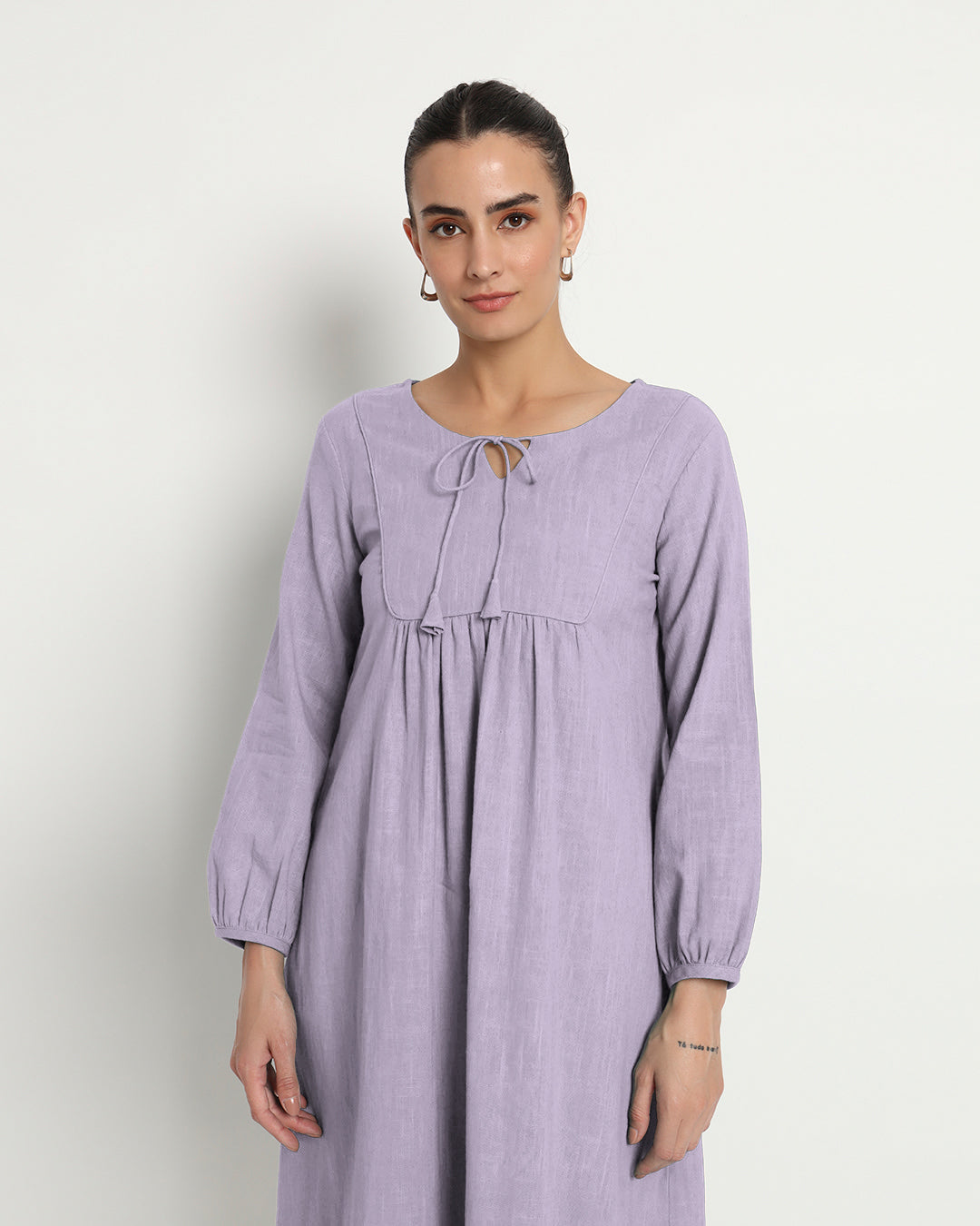 Lilac Playful Tie-Up Neck Dress