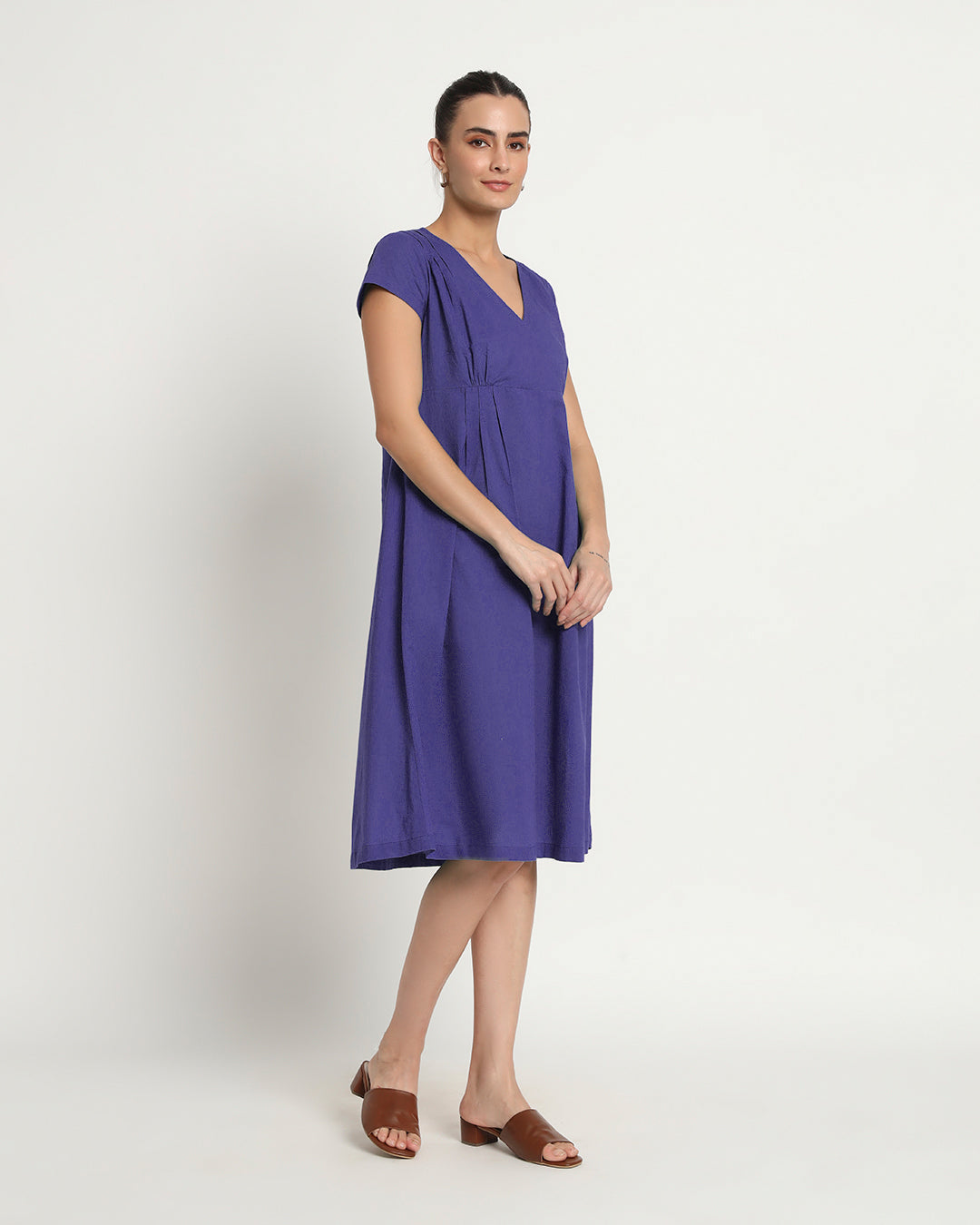 Aurora Purple Voguish Verve V Neck Dress