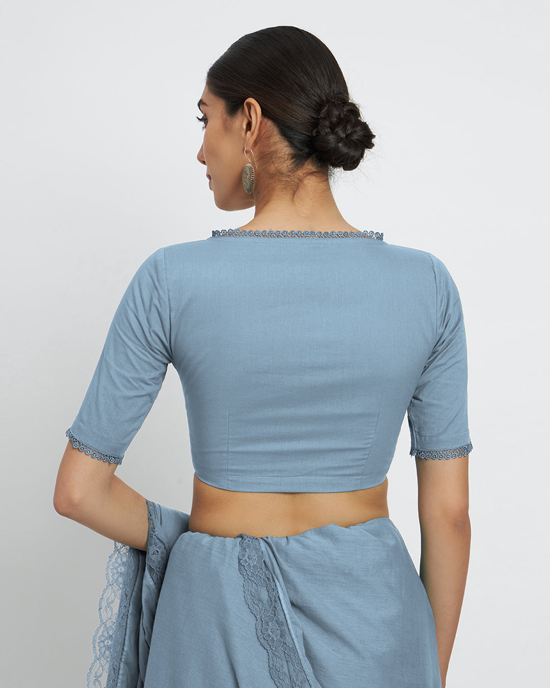 Blue Dawn V Neck Lace Medley Blouse