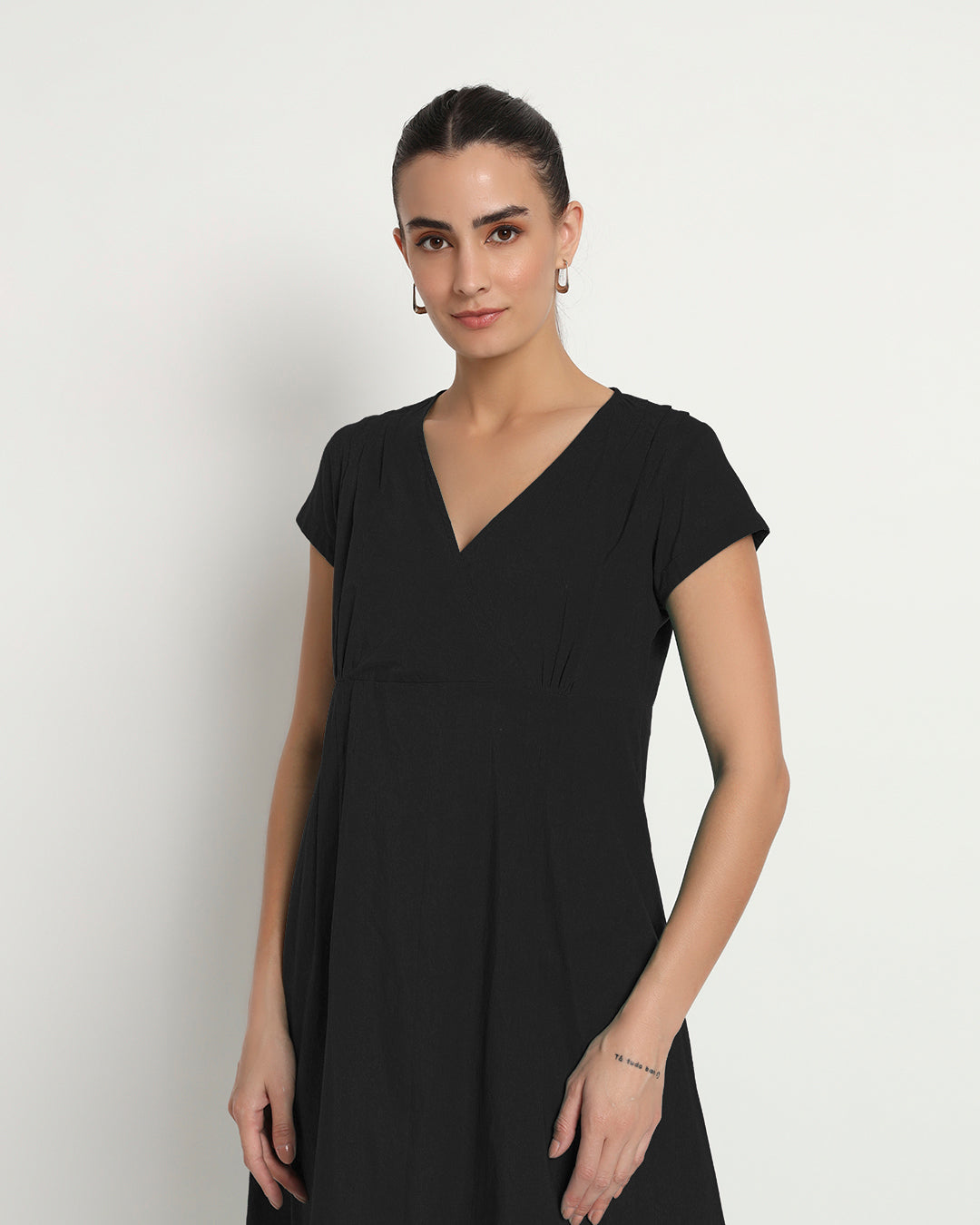Classic Black Voguish Verve V Neck Solid Co-ord Set