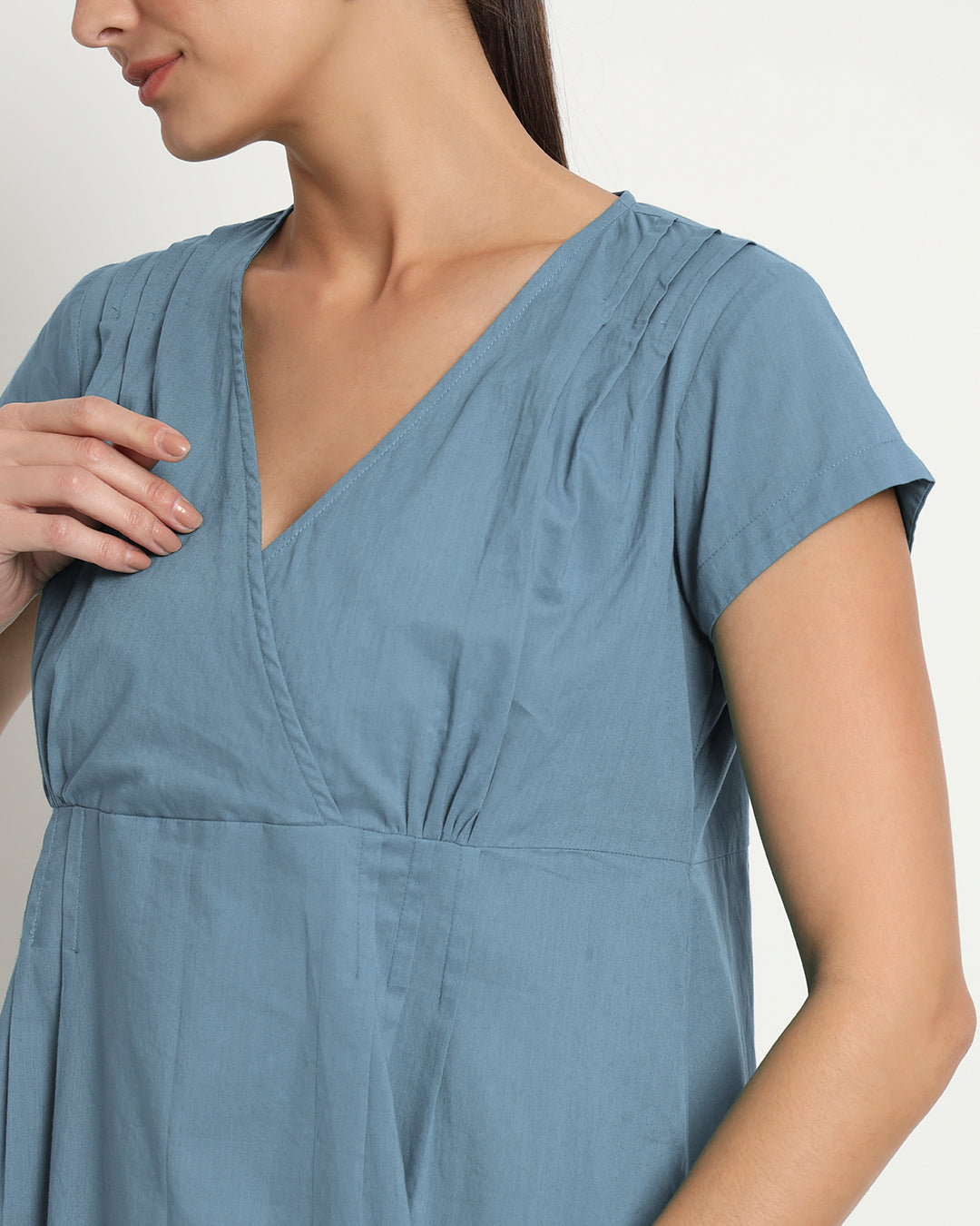 Blue Dawn Voguish Verve V Neck Dress