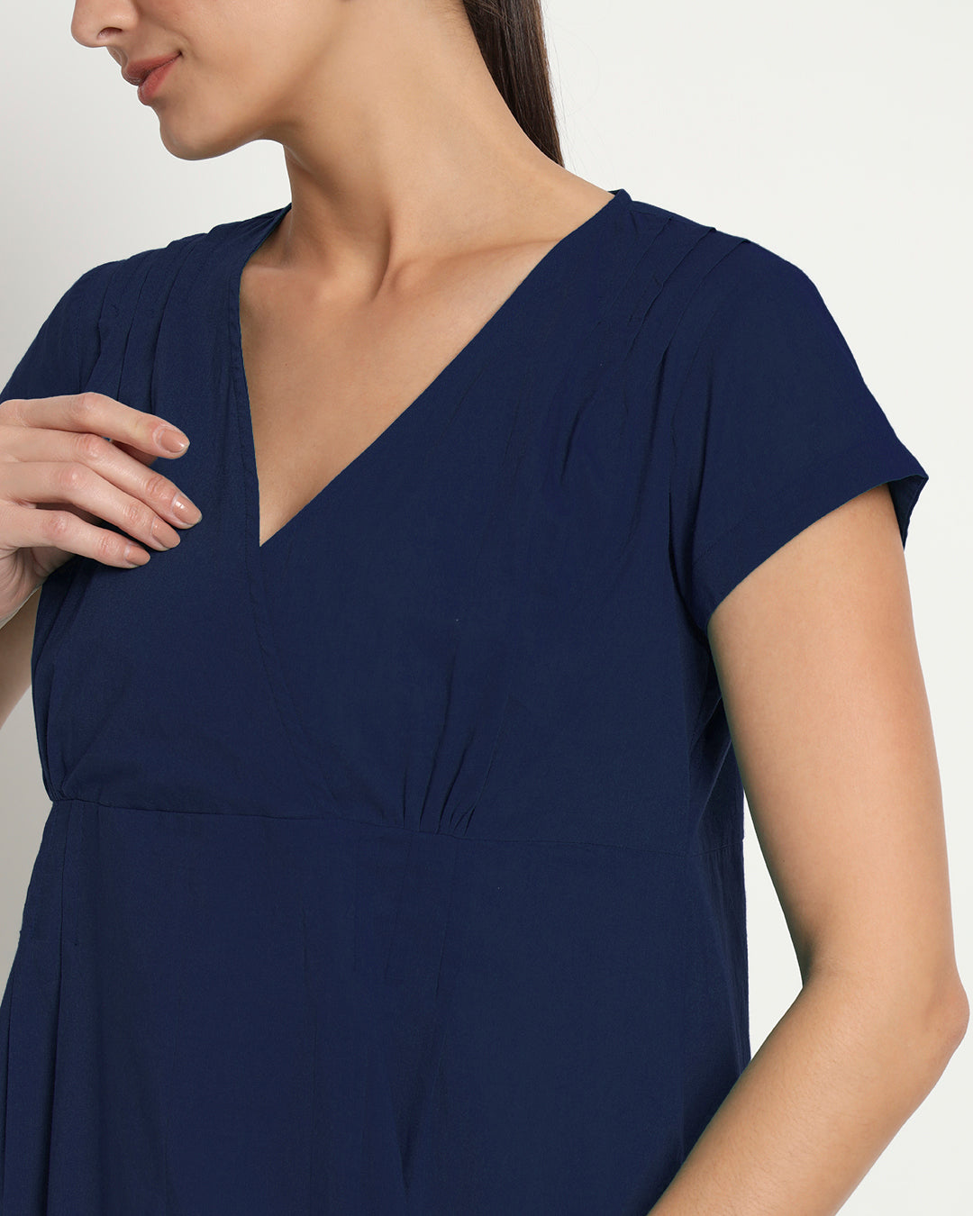 Midnight Blue Voguish Verve V Neck Dress