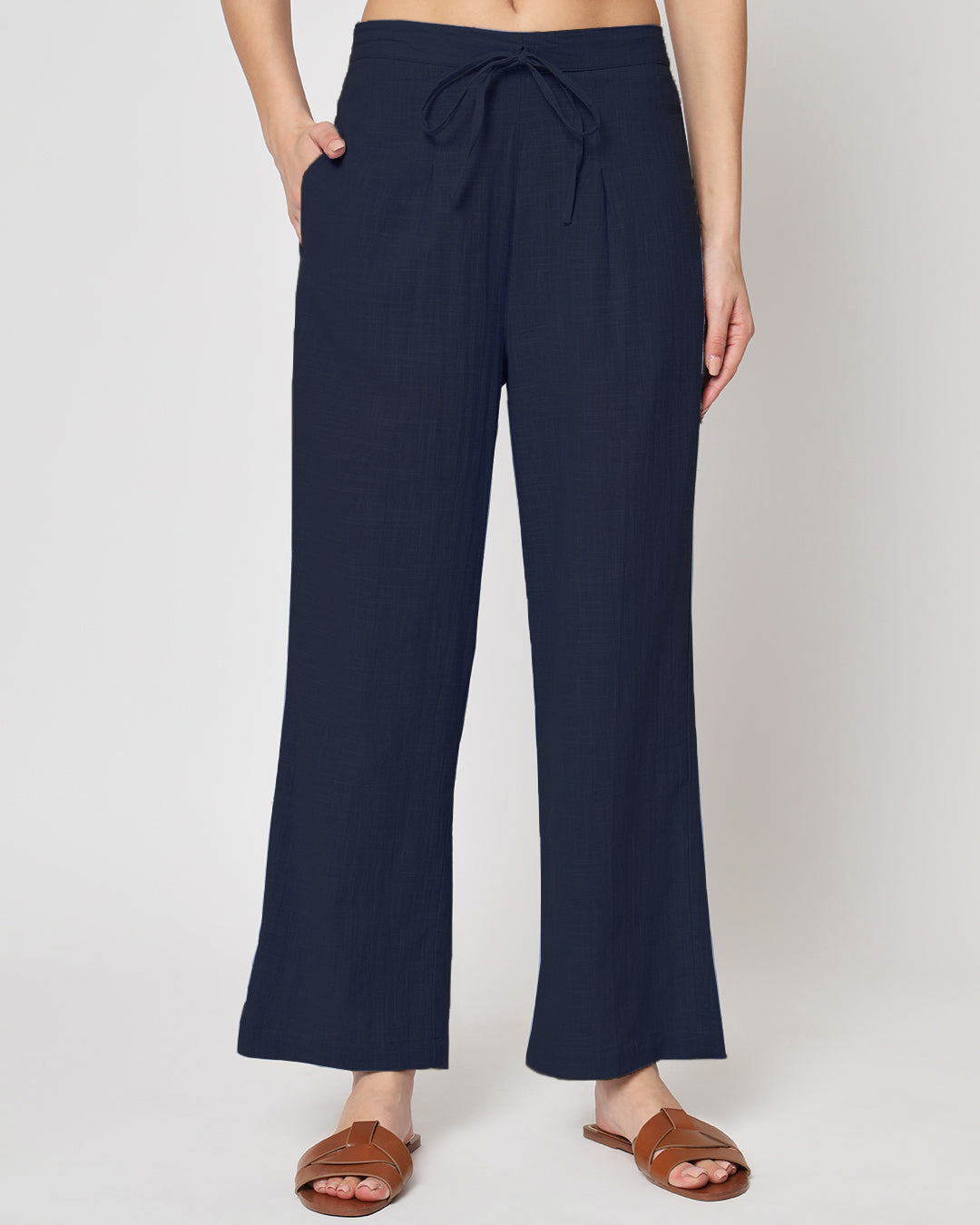 Midnight Blue Sleeveless Short Length Solid Co-ord Set