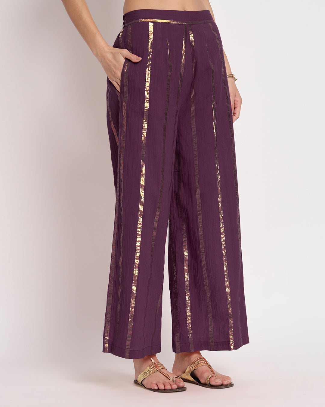 Plum Passion Glisten Round Neck Gala Co-ord Set