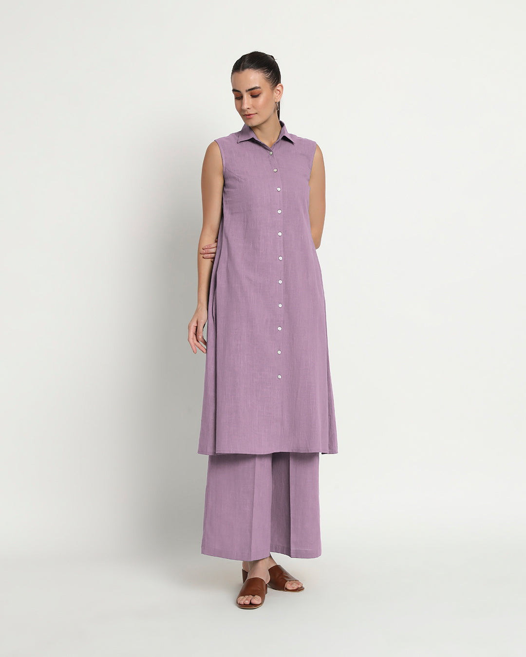 Iris Pink Artful A-Line Solid Co-ord Set
