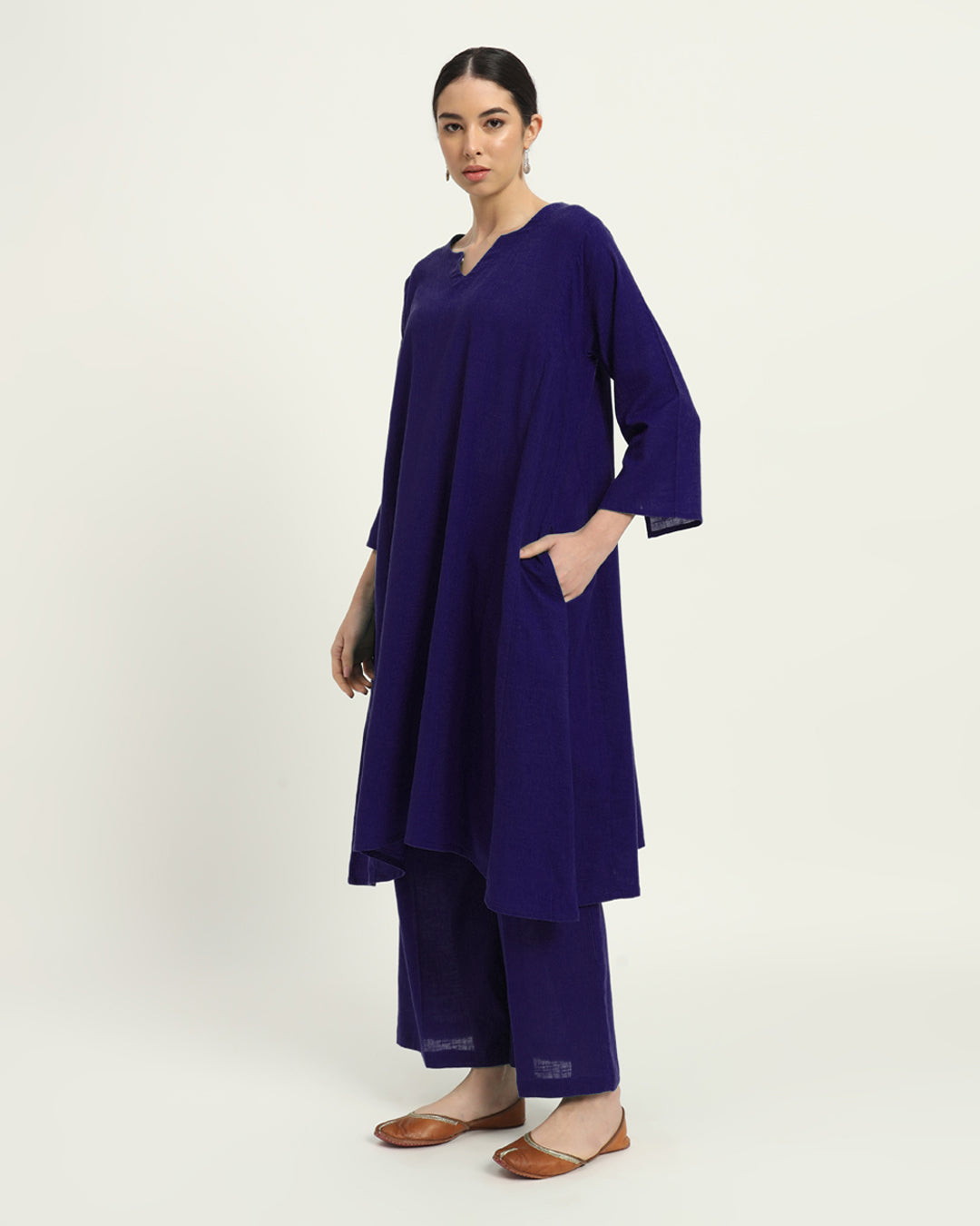 Combo: Queens Gulabi & Aurora Purple Royal Resonance Kalidar Solid Kurta