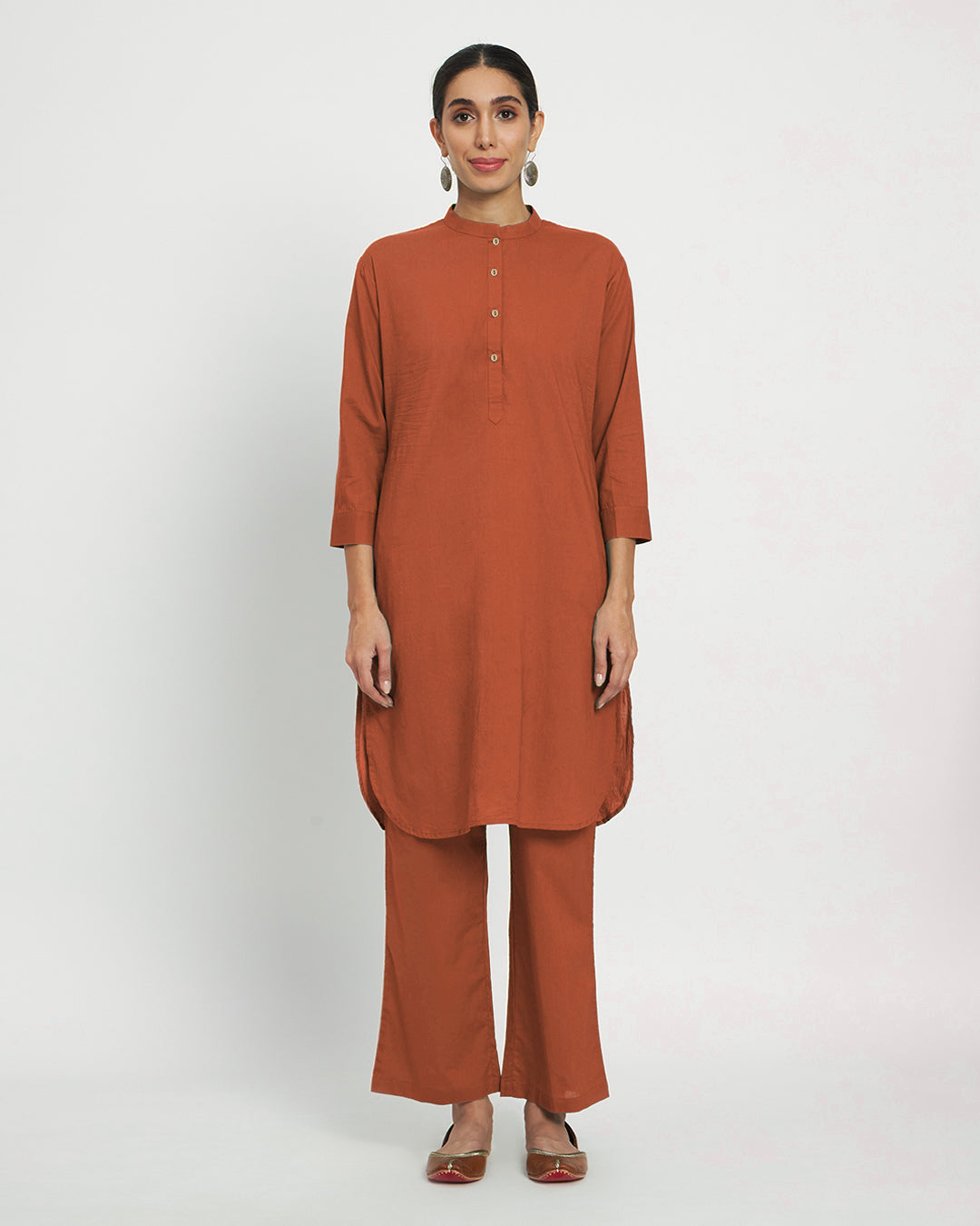 Blush In Love Modern Mandarin Collar Solid Kurta (Without Bottoms)