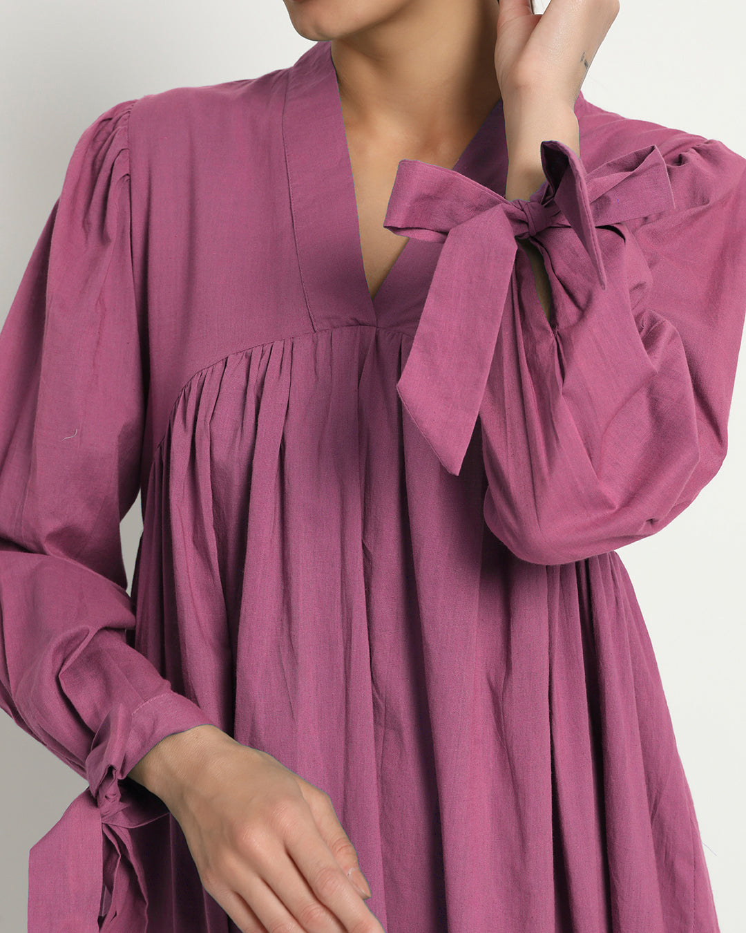 Wings Of Rose Bowtiful Gathering V Neck Dress