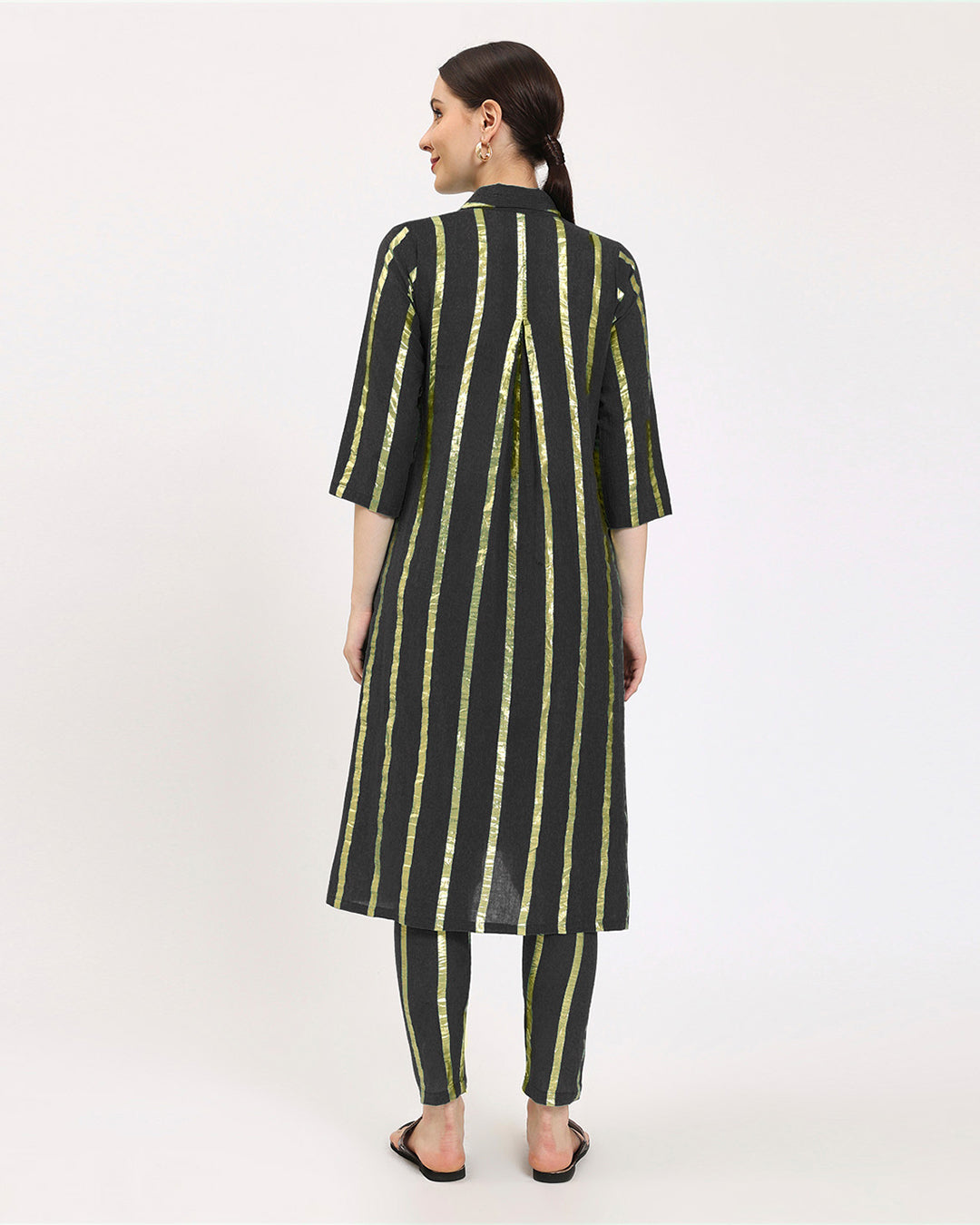 Black Glisten Boho Harmony Kurta (Without Bottom)
