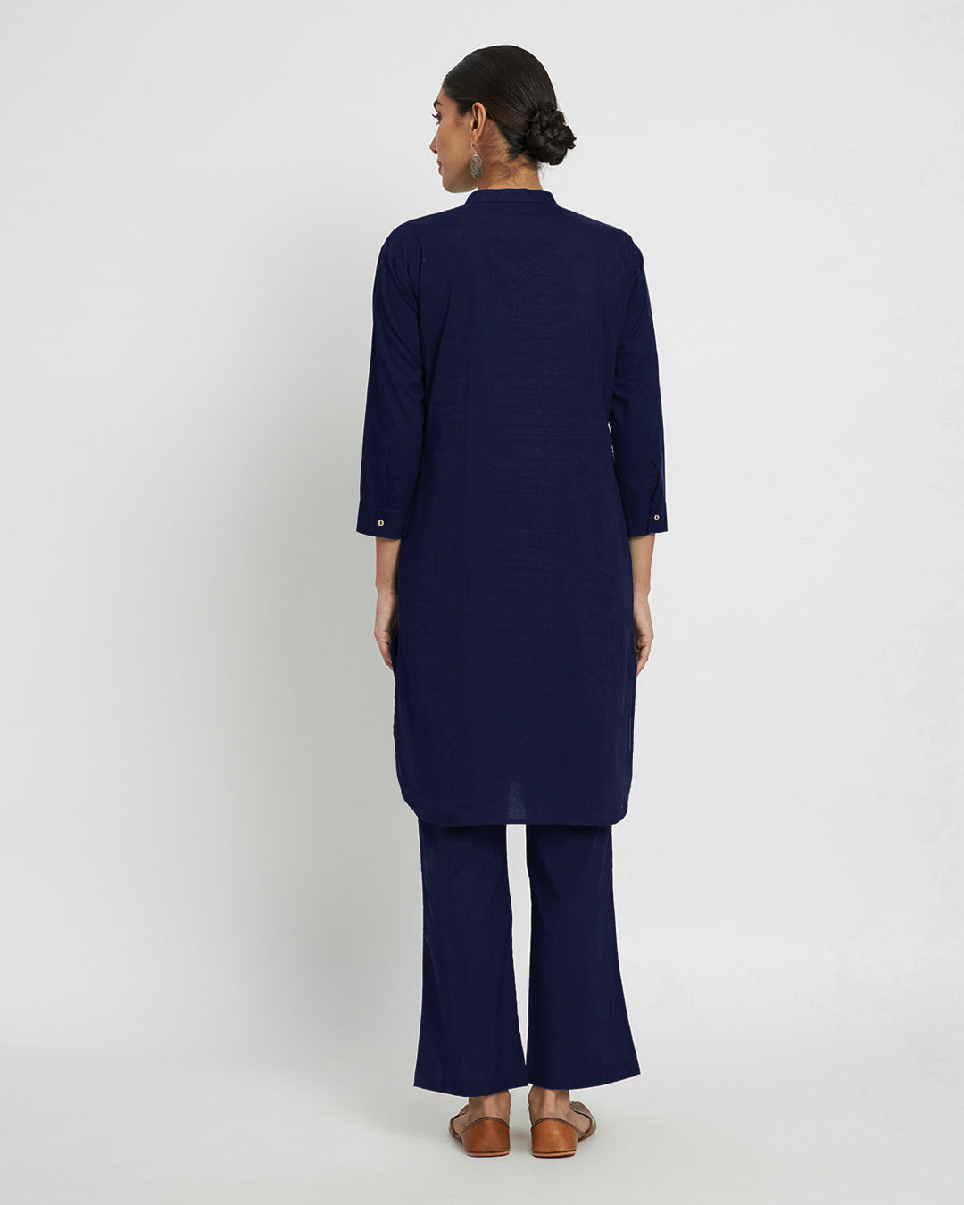 Midnight Blue Modern Mandarin Collar Solid Co-ord Set