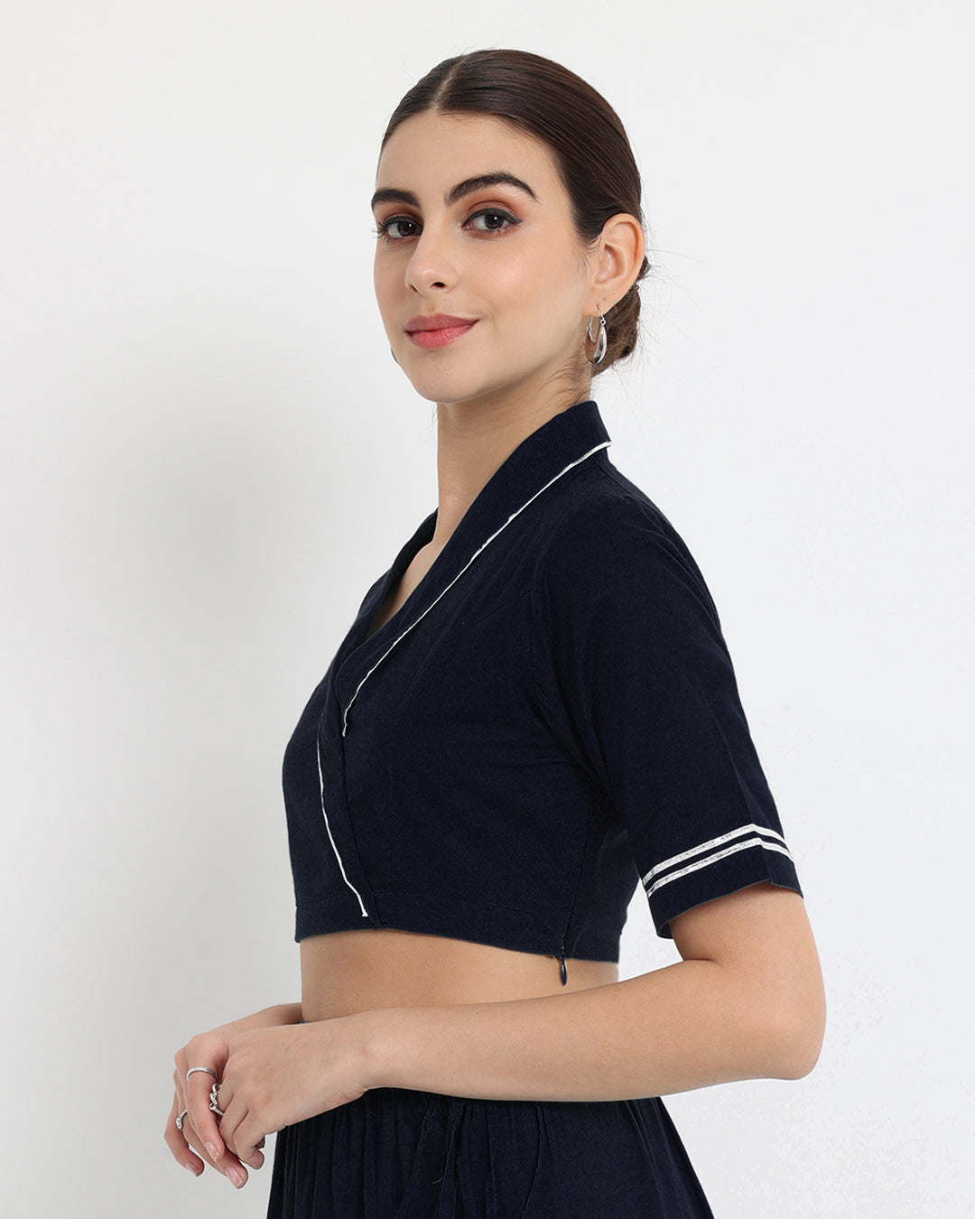 Midnight Blue Royal Wrap Fusion Blouse