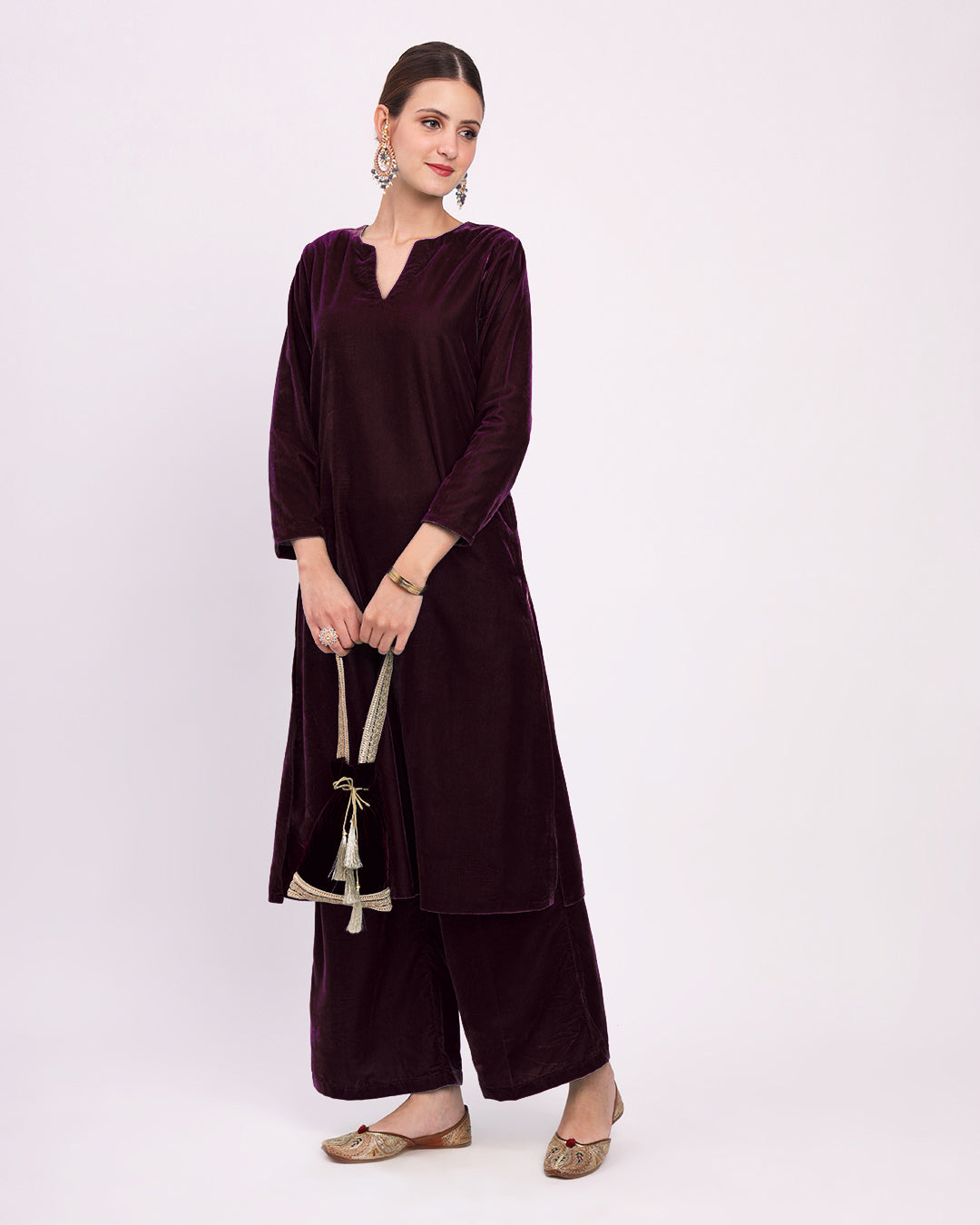 Plum Passion Classic Allure Velvet Co-ord Set