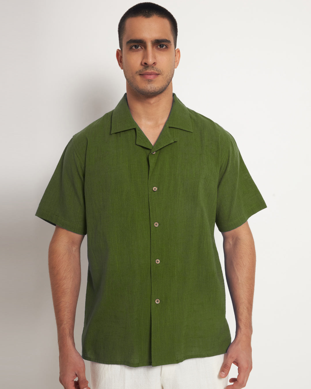 Classic Greening Spring Men's Half Sleeves Shirt