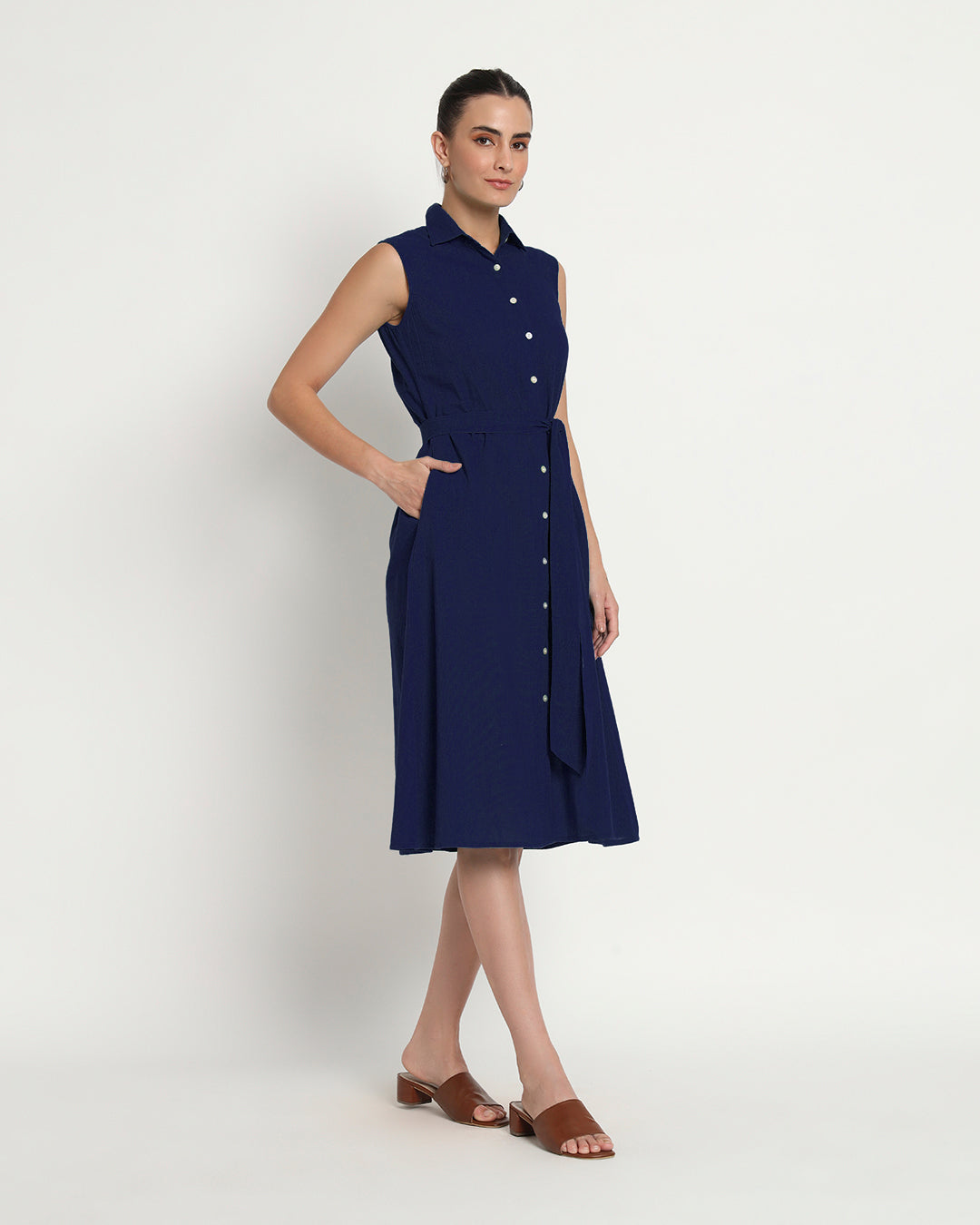 Midnight Blue Artful A-Line Dress