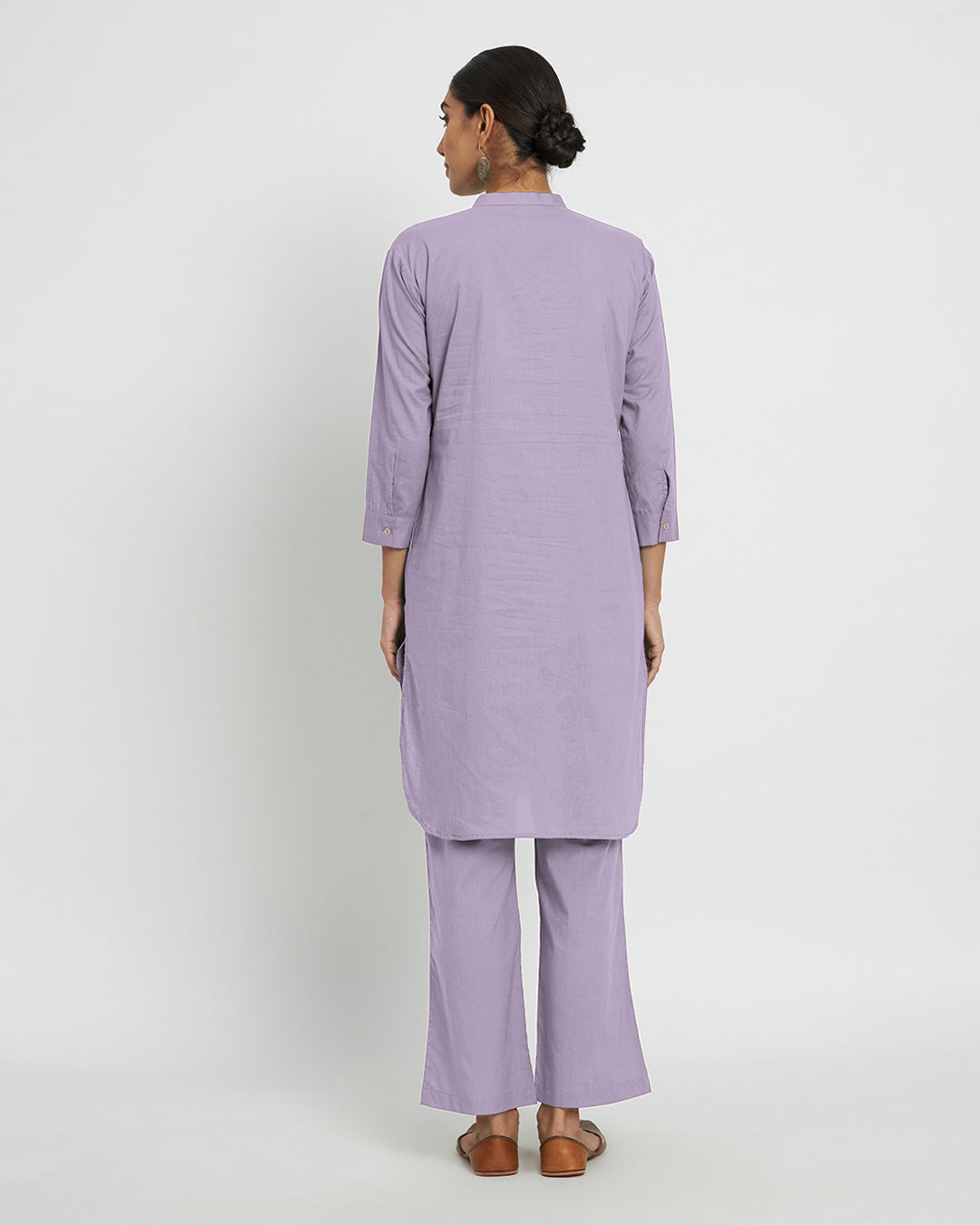 Lilac Modern Mandarin Collar Solid Co-ord Set