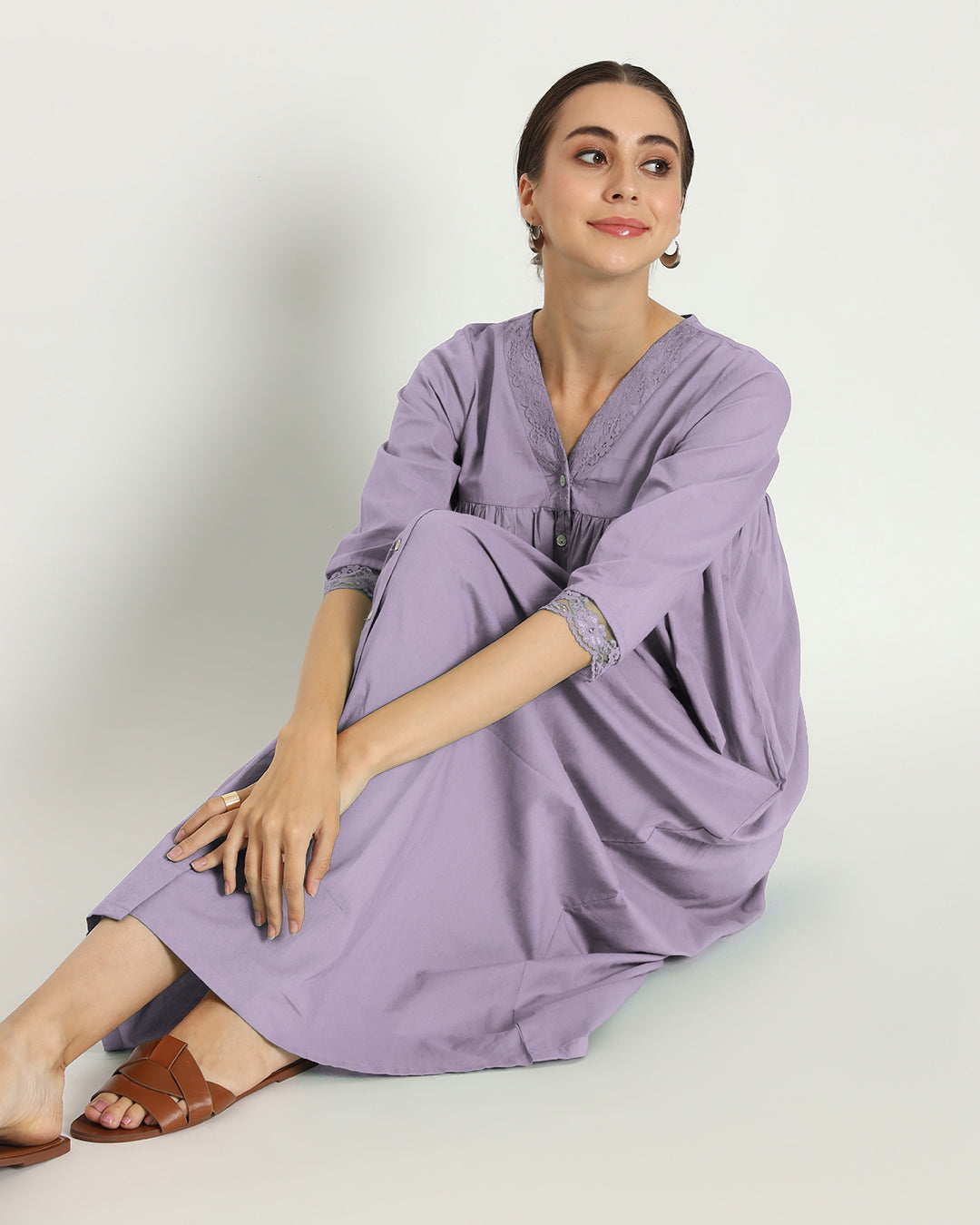Lilac V Neck Stylish Slumber Nightdress