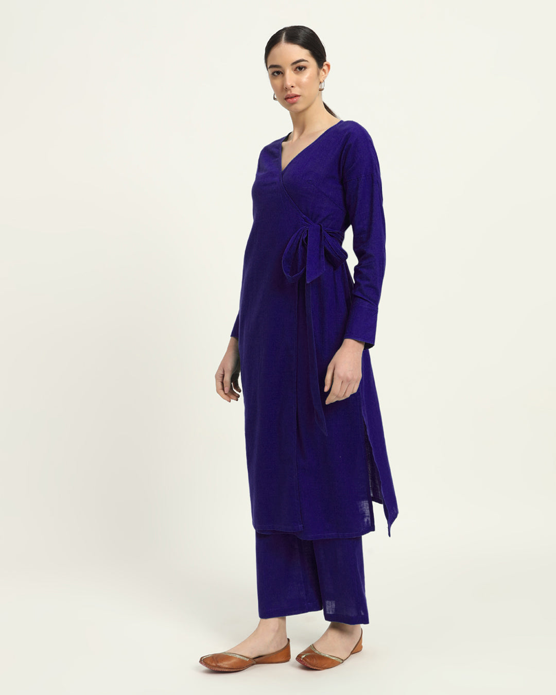 Combo: Blue Dawn & Aurora Purple Boho Harmony Flared Solid Kurta