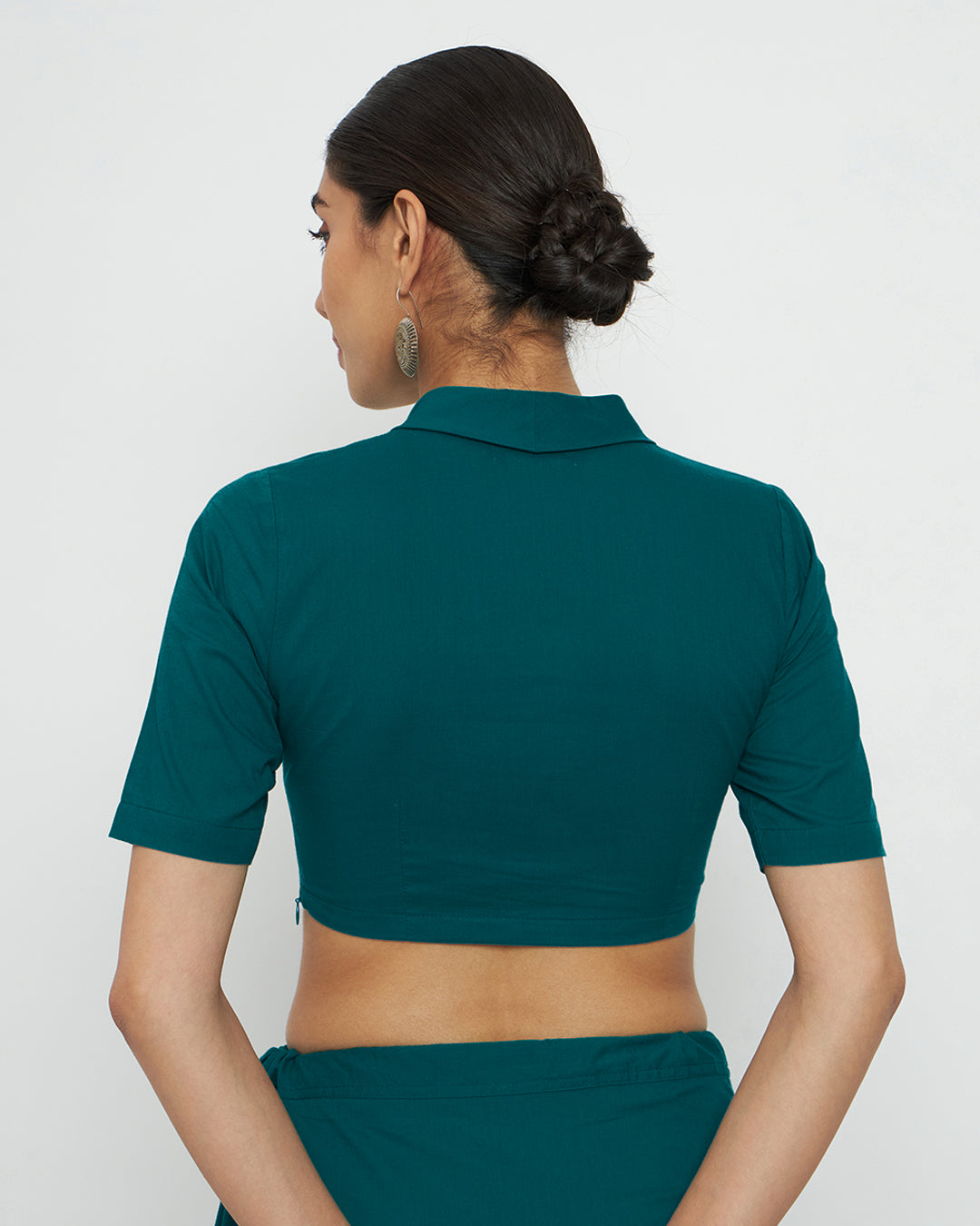 Combo: Black & Deep Teal Wrap Fusion Blouse- Set of 2