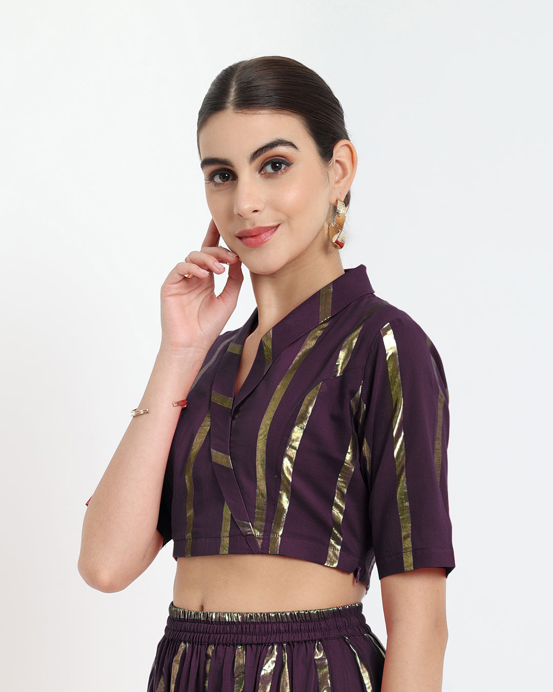 Plum Passion Glisten Gala Wrap Fusion Blouse