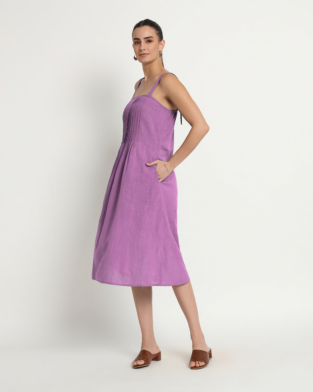 Wisteria Purple Dreamy Flare Spaghetti Dress
