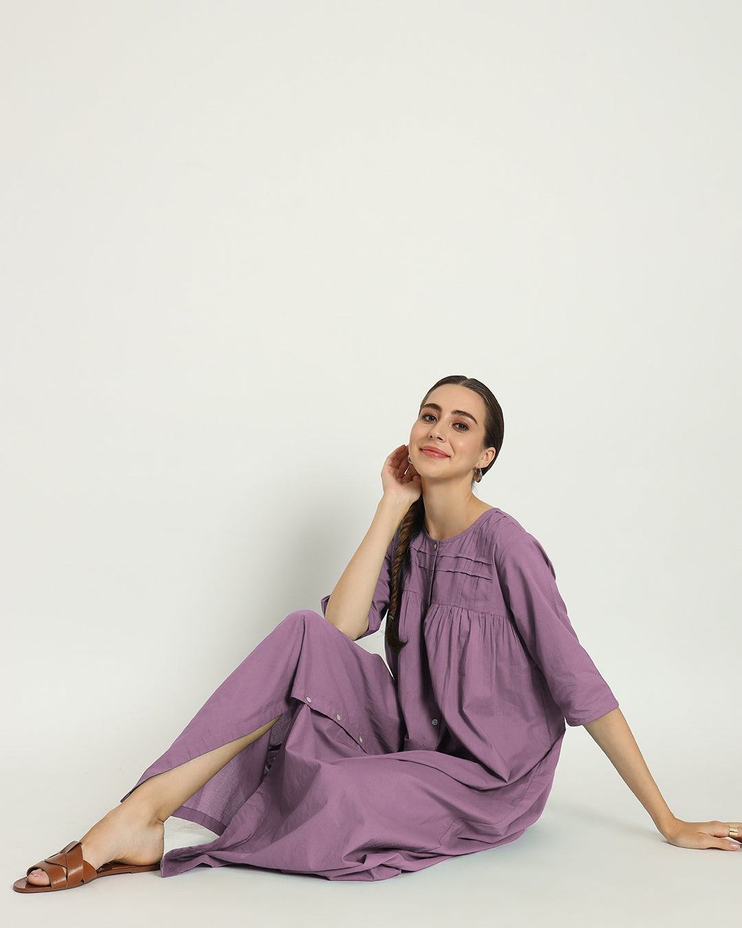 Iris Pink Pleated Paradise Maxi Nightdress