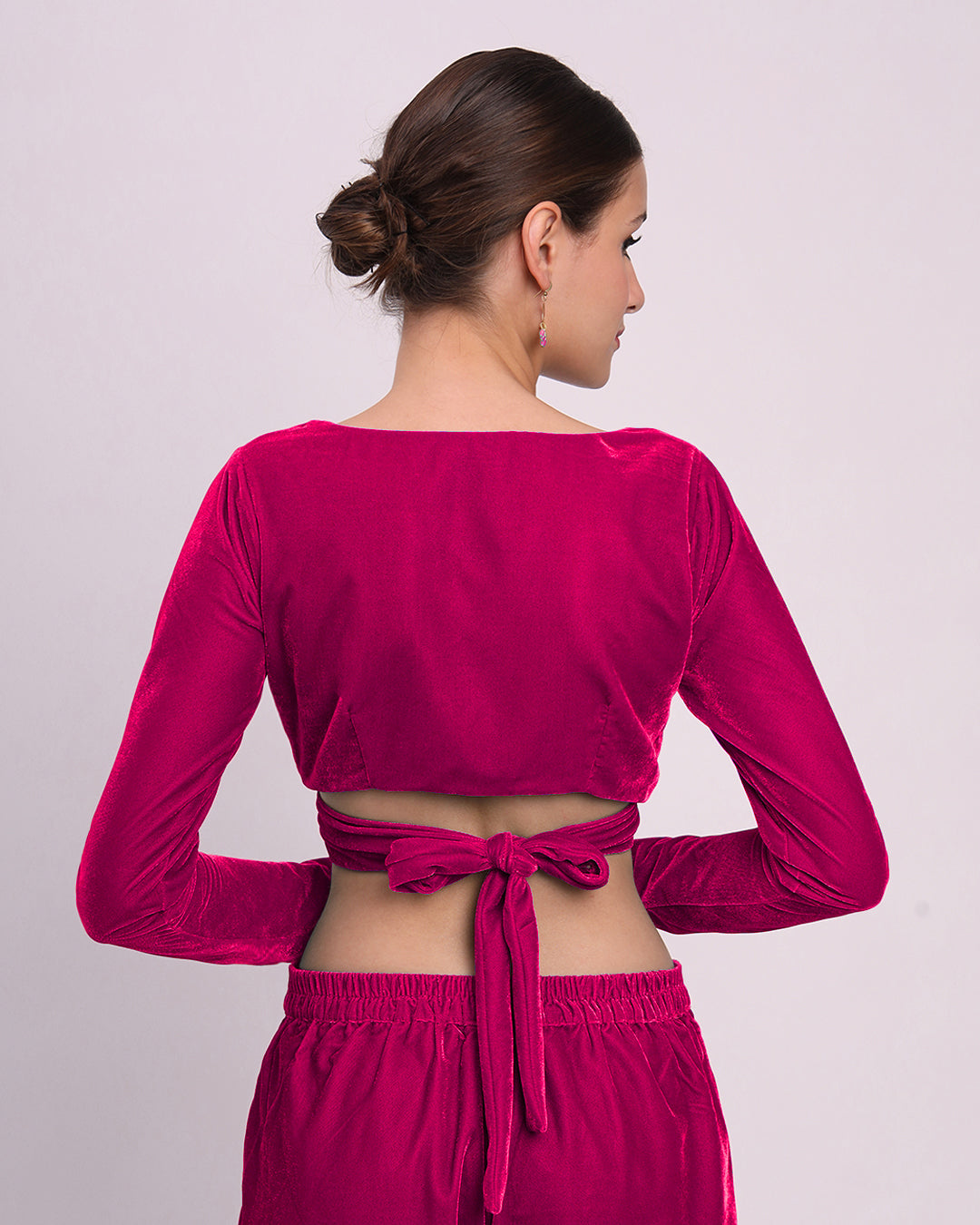 Queen's Gulabi Knotty By Nature Velvet Blouse